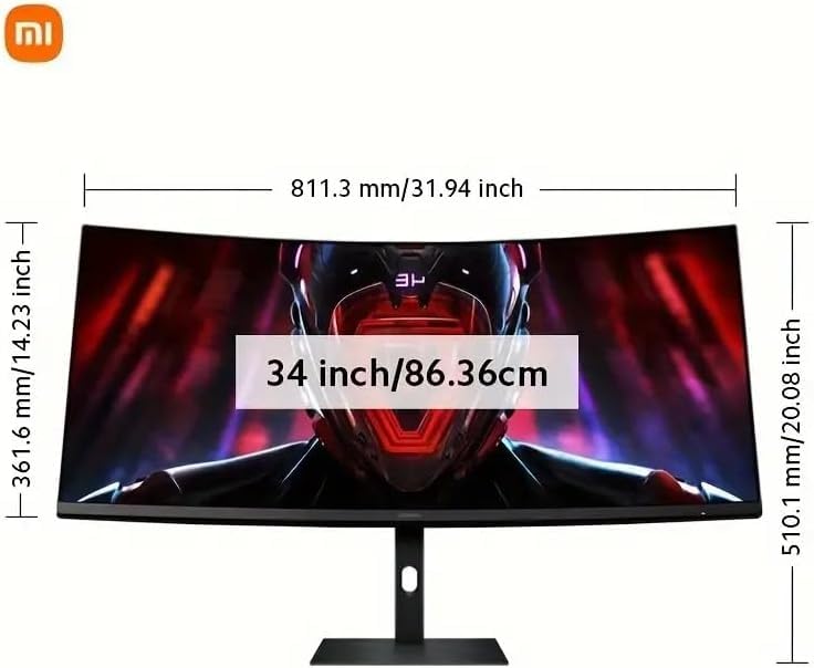 Xiaomi G34WQi 34-Inch Ultrawide Gaming Monitor - WQHD 3440x1440, 180Hz Refresh Rate, 1ms Response Time, HDR10, 100% sRGB, 4000:1 Contrast Ratio, 350nits, AMD FreeSync, RGB Ambient Light, Low Blue Light, Borderless Design - Perfect for Esports, Work & Entertainment