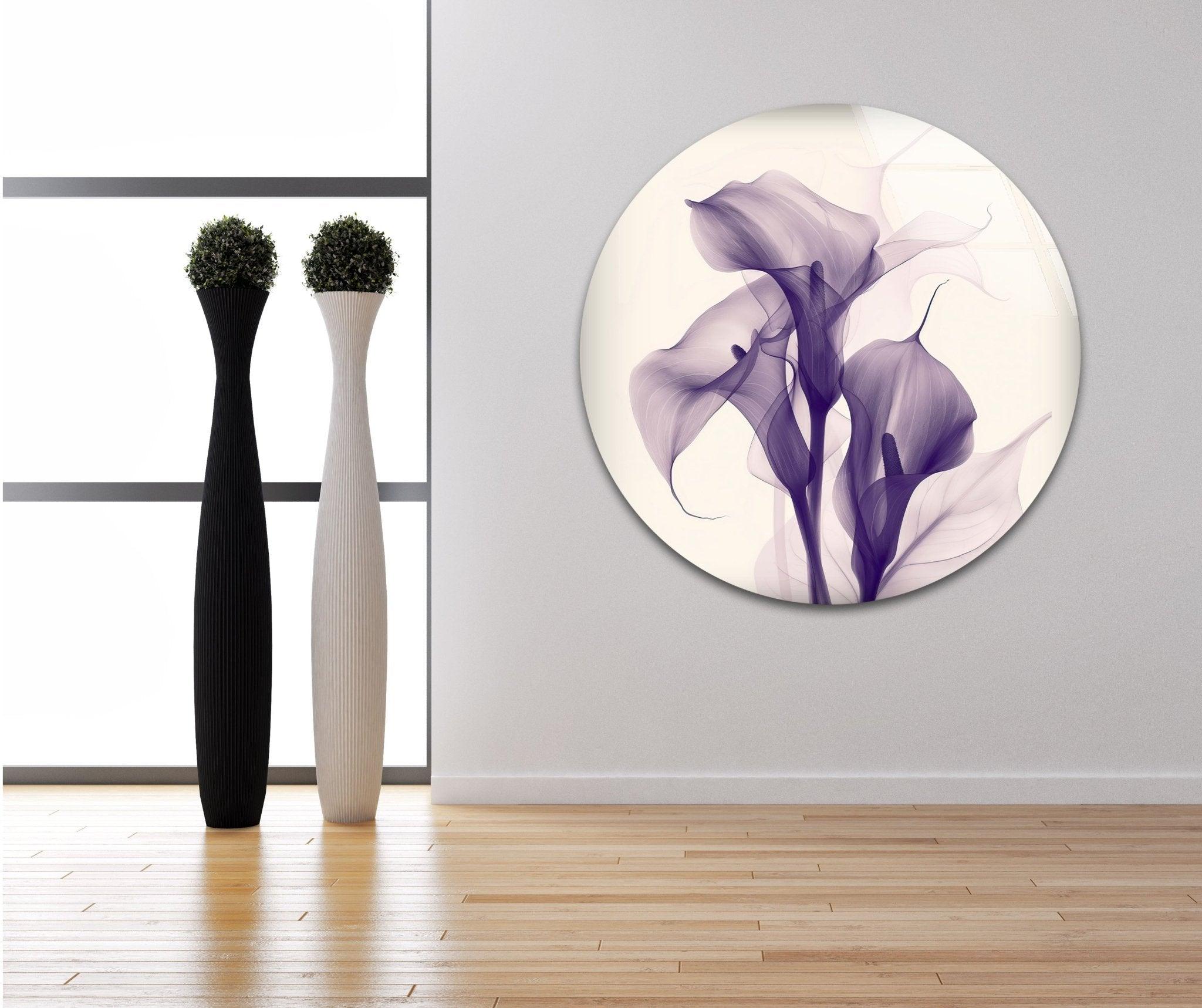 Albert Koetsier Purple Glass Wall Art - Handmade Modern Decor for Living Room, Bedroom & Office - Elegant Stained Glass Panel for Home & Gifts