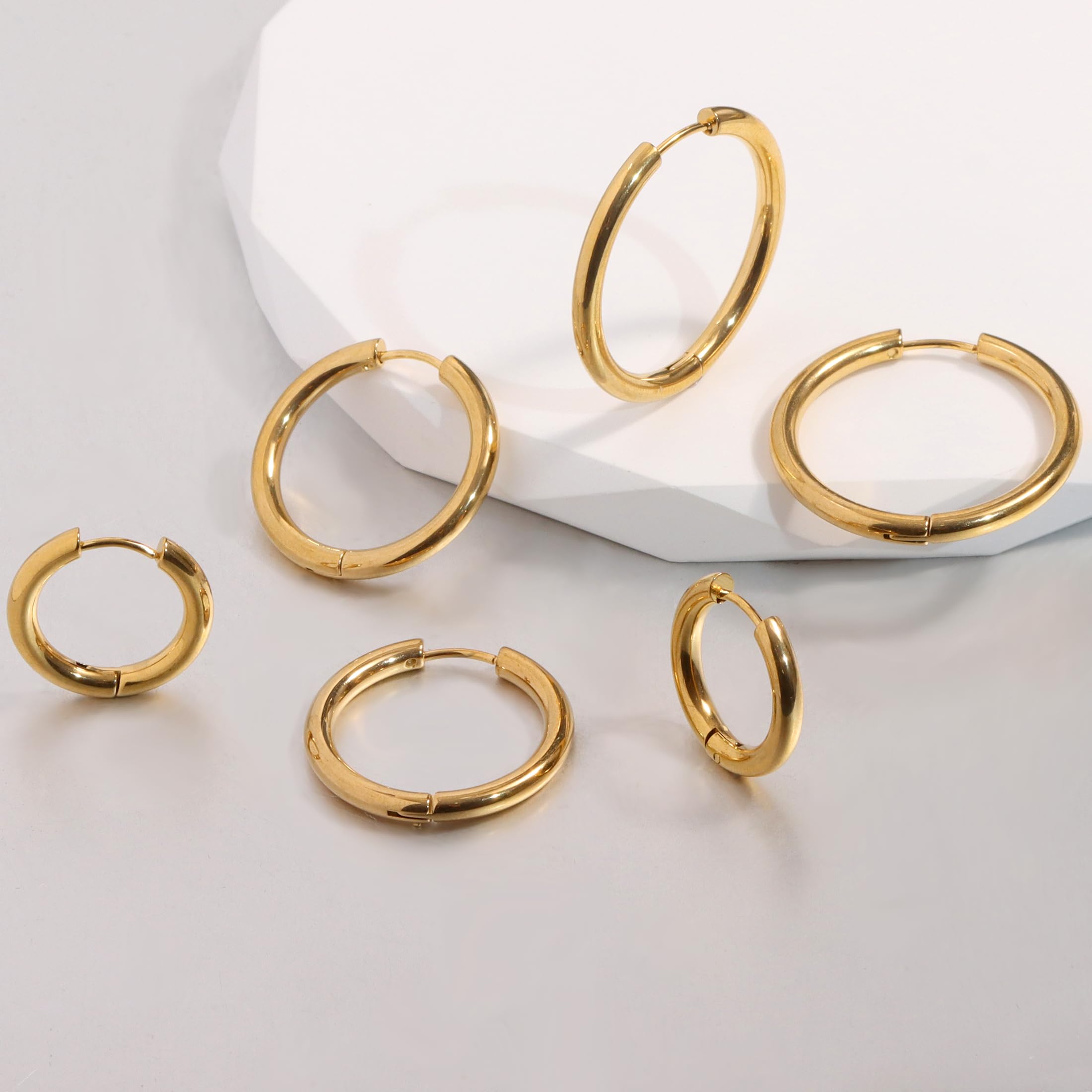 14K Gold Plated Huggie Hoop Earrings for Women - Waterproof, Hypoallergenic, Lightweight Small Hoops in Gold & Silver Stainless Steel - Perfect for Everyday Wear, Date Nights & Gifts