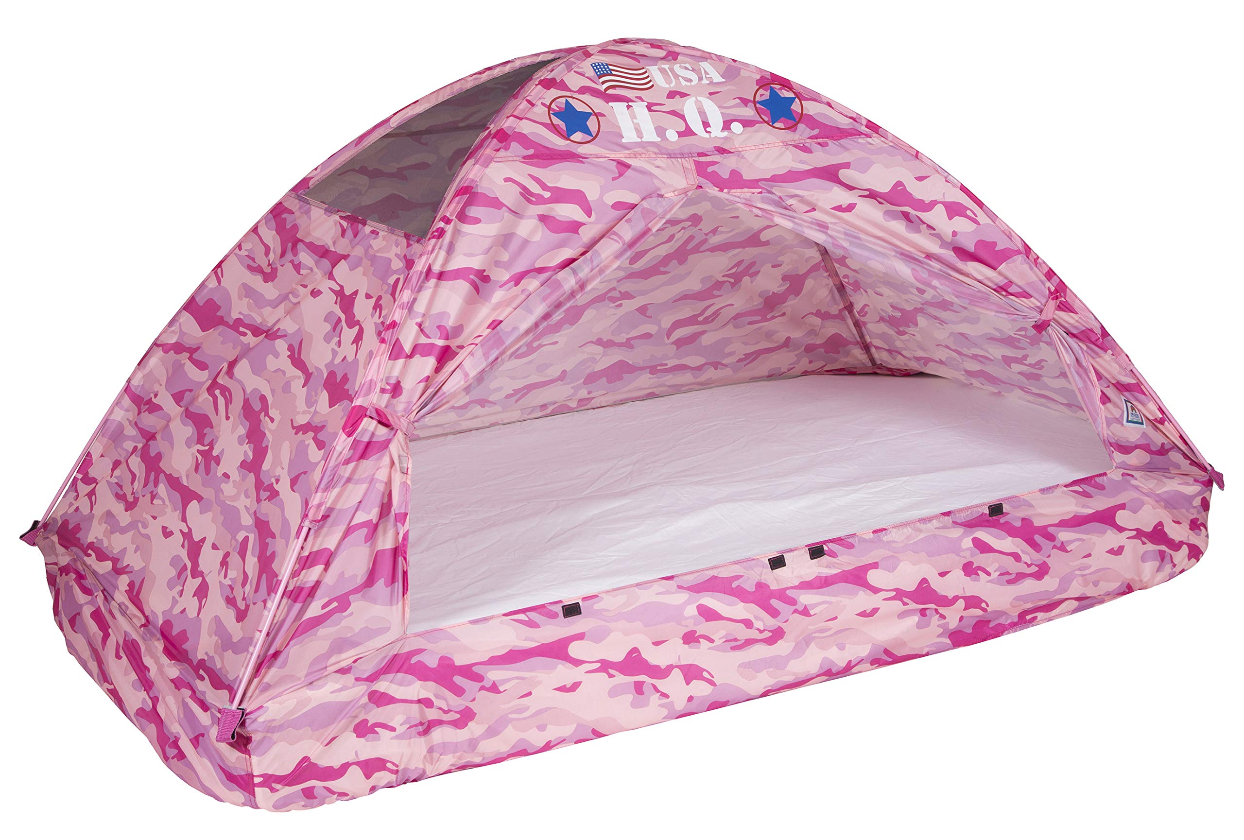 Pacific Play Tents 19781 Kids Pink Camo Bed Tent Playhouse - Twin Size Indoor Play Tent for Girls, Fun Sleepover Fort & Reading Nook for Children's Bedroom