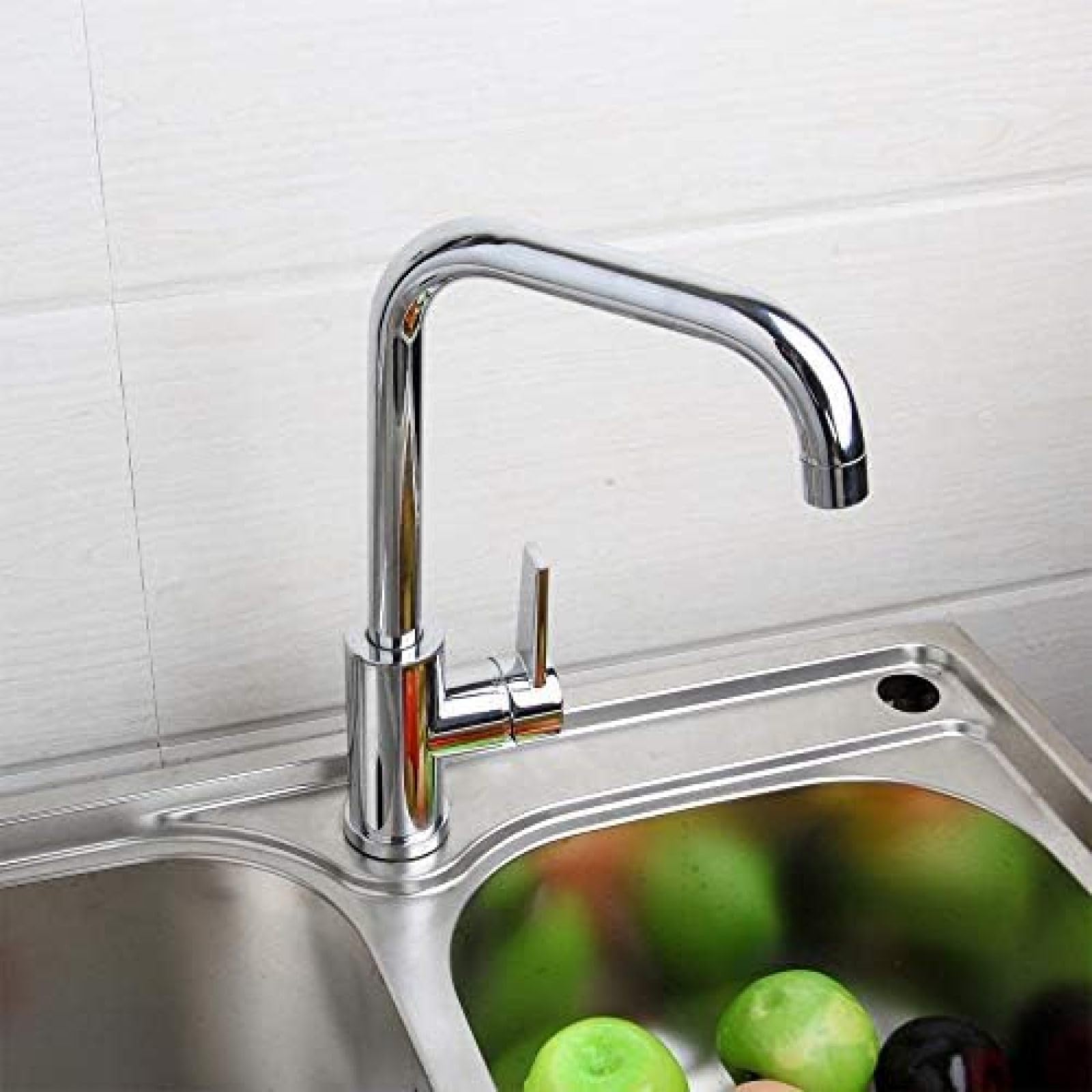 Polished Chrome Bathroom Faucet - Stainless Steel Basin Mixer Tap with 360° Swivel Spout for Kitchen & Bathroom Sink | Modern Water-Saving Design for Home & Commercial Use