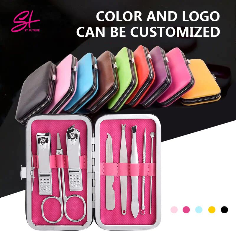 8 Pcs Premium Manicure & Pedicure Set - Stainless Steel Nail Clippers, Cuticle Tools & Facial Care Kit with Travel Case - Professional Grooming Gift for Women & Men - Perfect for Home, Travel & Salon Use