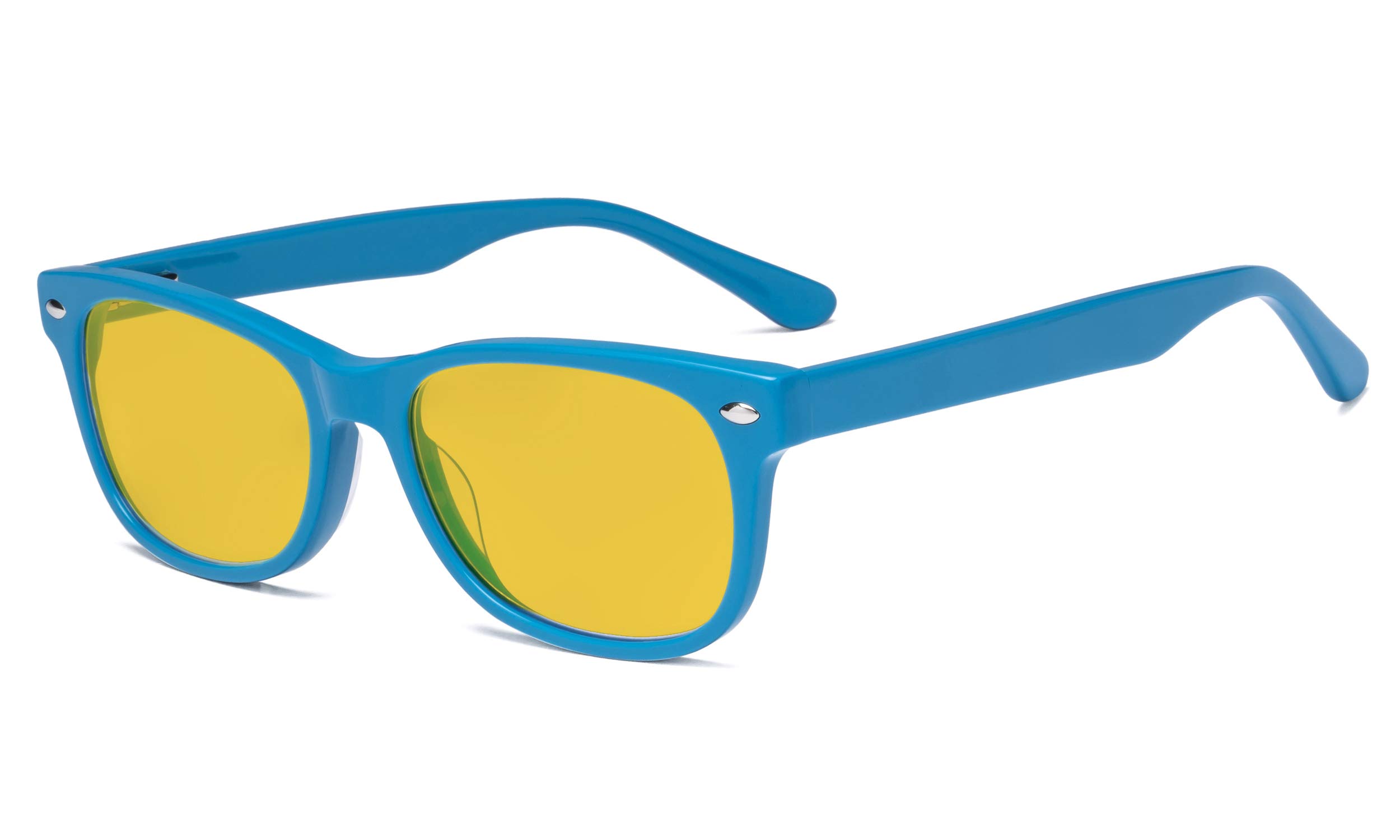 Eyekepper Kids Computer Gaming Glasses - Blue Light Blocking Glasses with Amber Filter Lens for Boys & Girls - Anti Glare Digital Screen Reading Glasses - Blue - Perfect for Online Classes, Gaming & Digital Eye Strain Protection