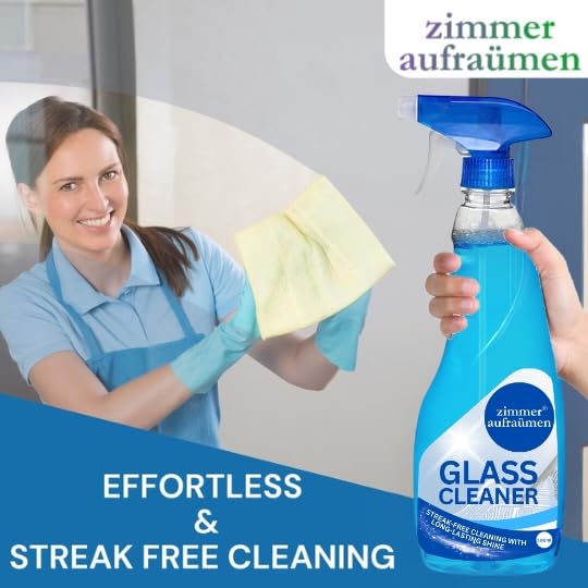 Zimmer Aufraumen Glass Cleaner 500ml + 4X50ml Concentrates - Make 2L Eco-Friendly Glass Cleaner | Streak-Free for Windows, Mirrors & Glass Surfaces | Home & Office Use