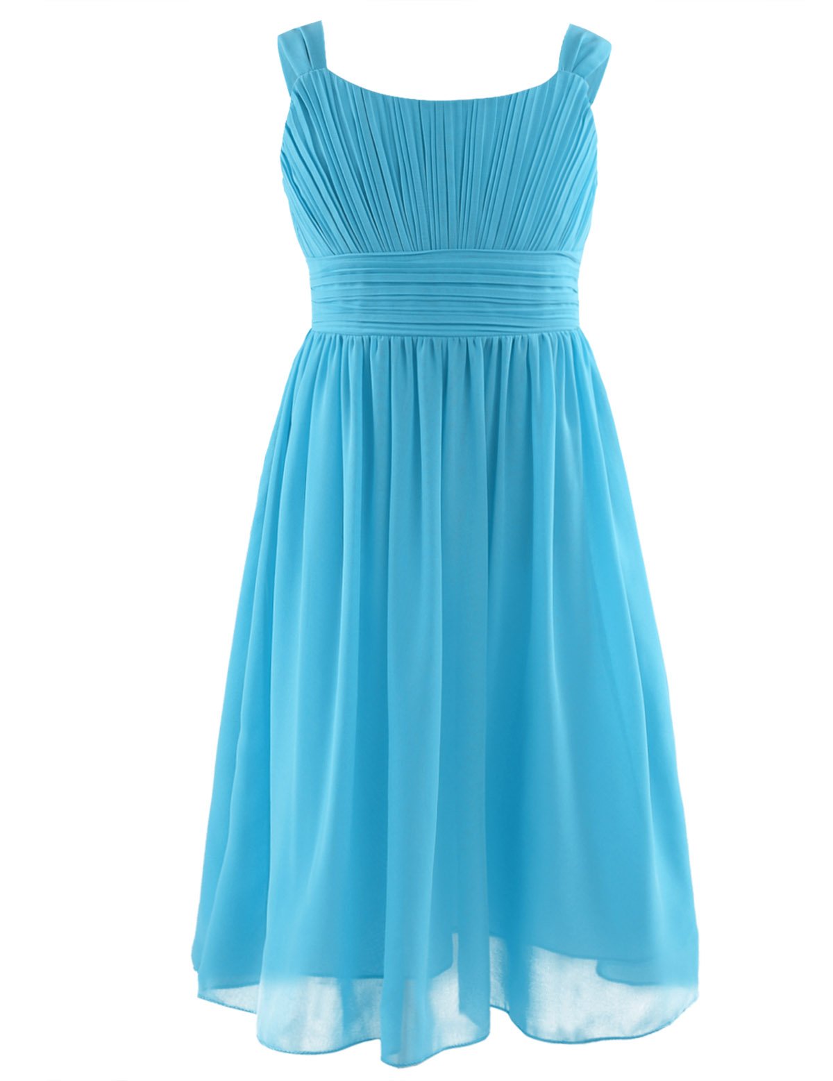 Freebily Girls' Chiffon Pleated Flower Dress with Wide Straps - Elegant Flower Girl, Bridesmaid & Wedding Party Dress for Big Girls | Perfect for Formal Occasions, Church Events & Special Celebrations