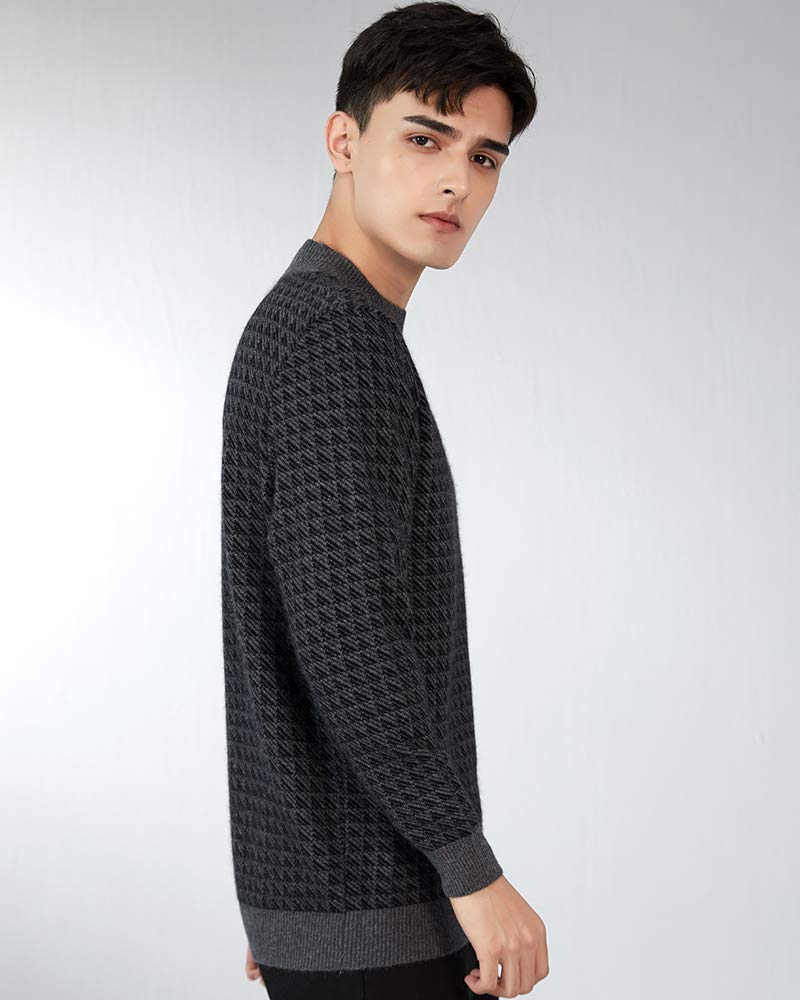 100% Cashmere Men's Knit Mock Neck Sweater - Soft & Warm Winter Pullover for Casual & Business Wear