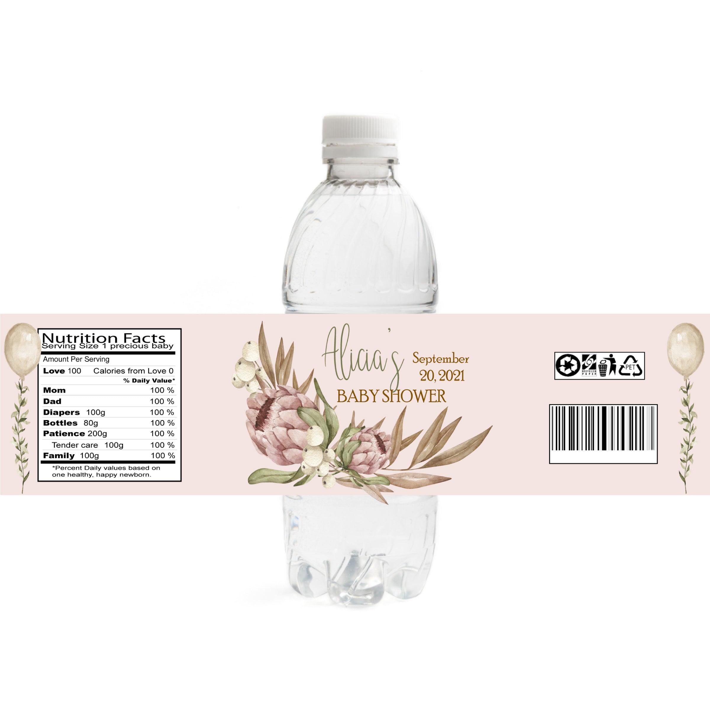 Boho Pink Baby Shower Water Bottle Labels - Custom Printable Baby Shower Stickers for Water Bottles, Cups & Party Decor - Perfect for Baby Shower Favors, Gender Reveal & Newborn Celebrations