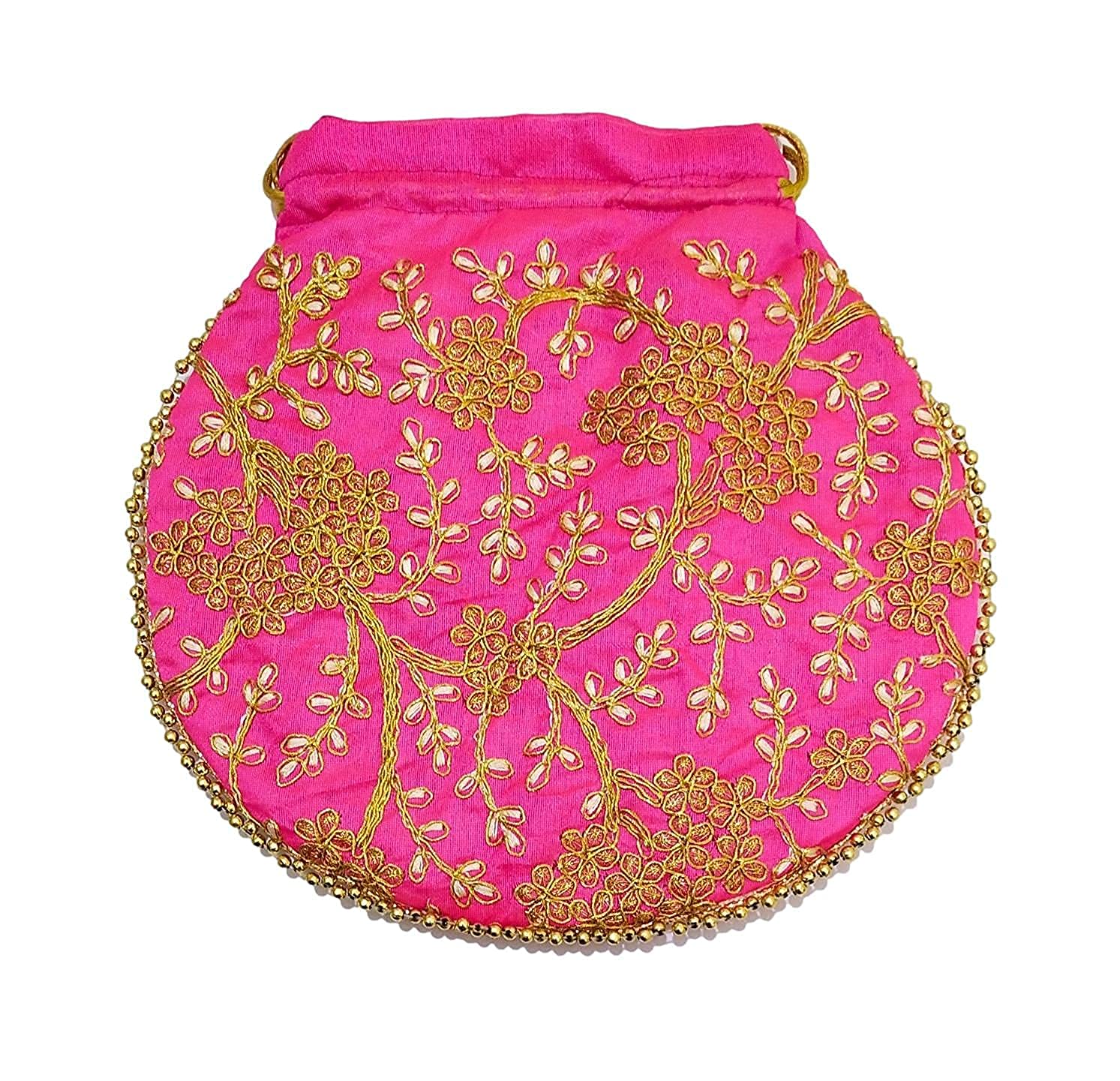Stylish Athizay Potli Bags (Pack of 2) - Baby Pink & Rani Matka Designer Handbags for Women & Girls | Perfect for Weddings, Parties & Return Gifts | Elegant Clutch for Special Occasions