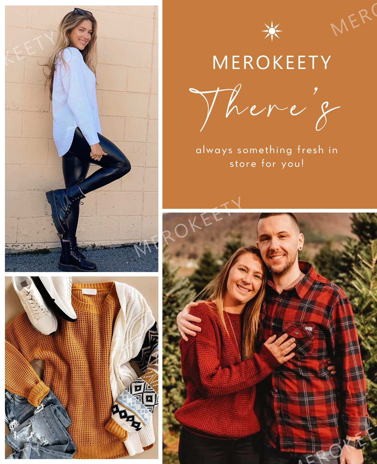 MEROKEETY Women's 2024 Fall Waffle Knit Sweater - Long Balloon Sleeve Loose Pullover Jumper - Cozy Casual Knitwear for Autumn Outfits & Layering