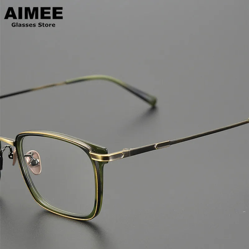 Aimee Unisex Full Rim Square Acetate Titanium Eyeglasses 6322 - Lightweight & Durable Frame for Work, Reading & Fashion