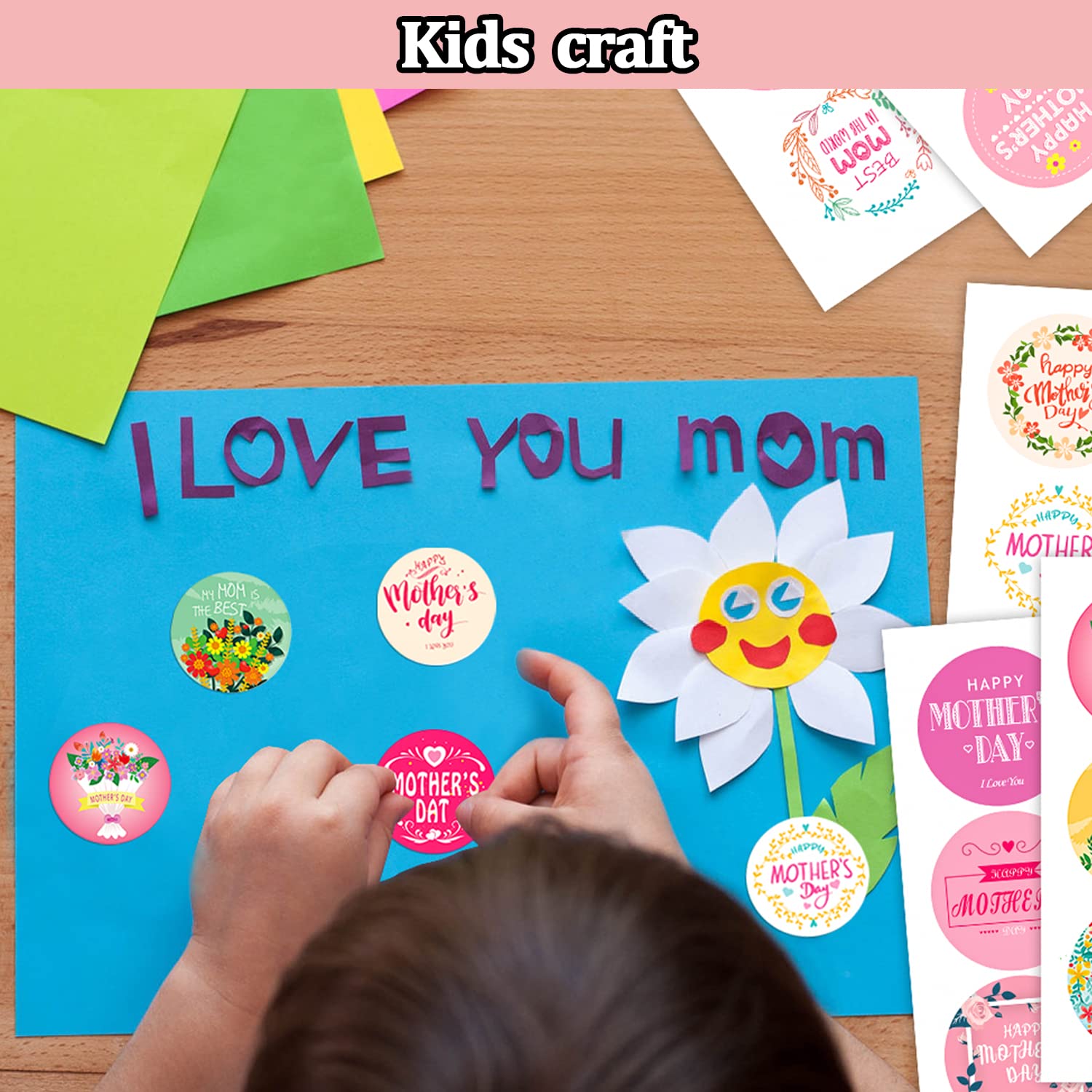 144 PCS Happy Mother's Day Stickers - Self-Adhesive Party Labels for Cards, Birthday & Decorations - Perfect for DIY Crafts, Scrapbooking & Party Favors - Great for Mother's Day Celebrations & Gift Wrapping
