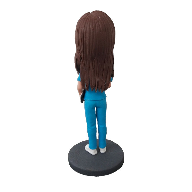 Custom Female Doctor On Duty Bobblehead - Personalized Nurse & Physician Figurine - Perfect for Medical Office Decor, Gifts for Doctors, Nurses & Healthcare Workers