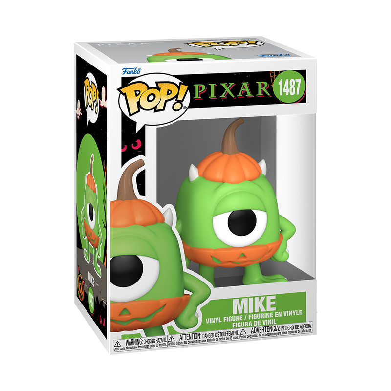 Funko Pop #1487 Mike Wazowski in Jack O'Lantern Costume with Protector Case - Halloween Collectible Toy for Disney Pixar Monsters Inc Fans