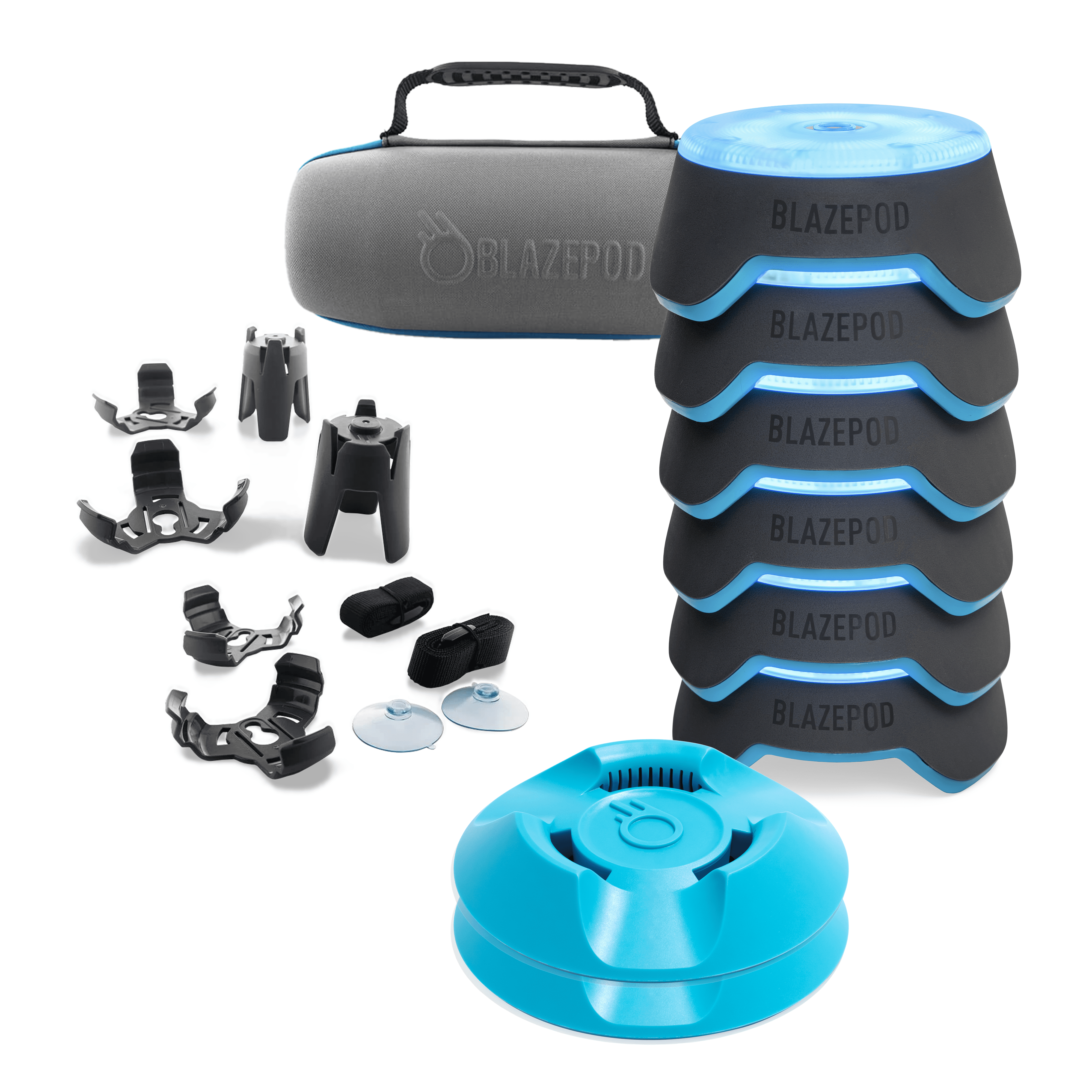 BlazePod Reaction Training Light Set (6-Pack) with Height Extension, Functional & Shock-Absorbing Base Accessories - Perfect for Speed Drills, Agility Training, and Athletic Performance Enhancement