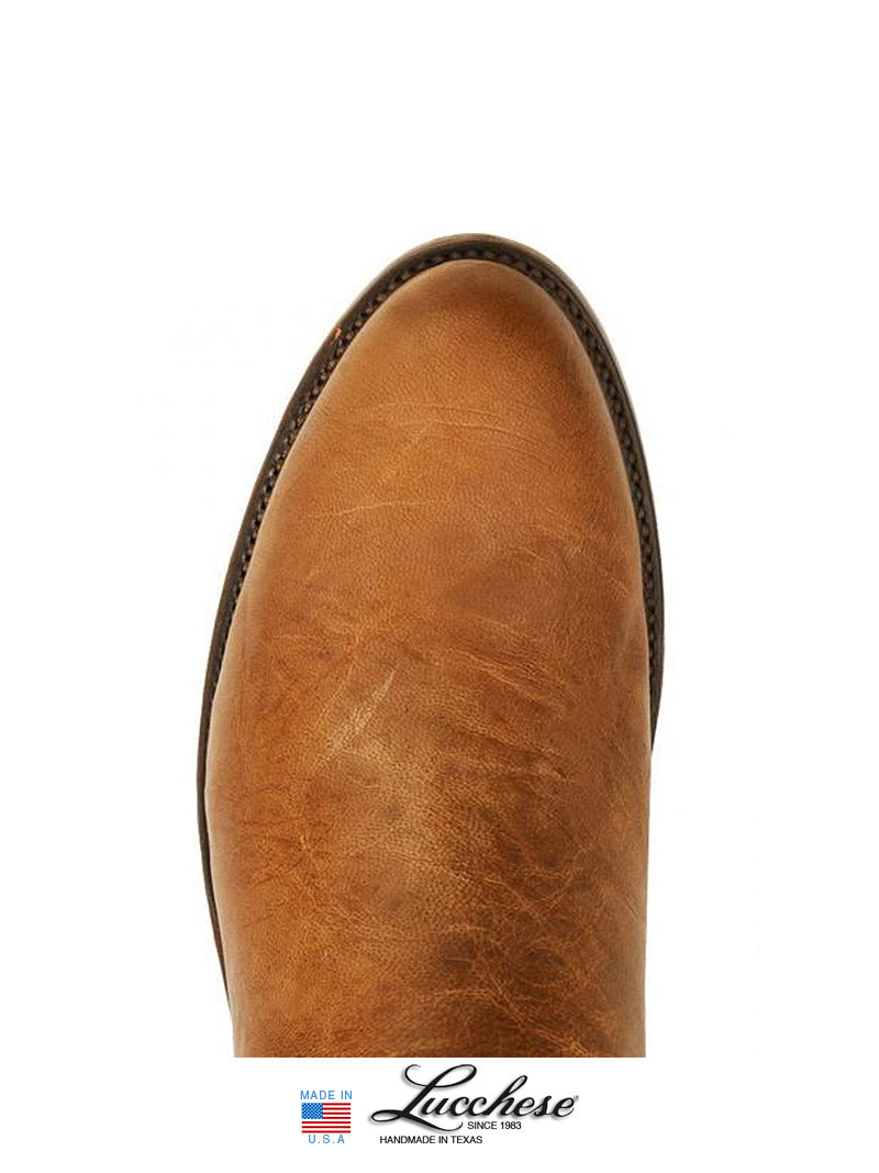 Lucchese 1883 Mad Dog Leather Roper Boots for Men - Tan Western Cowboy Boots | Comfortable & Durable Work Boots for Riding, Ranch Work & Outdoor Activities