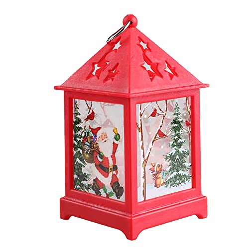 MARACOL LED Flameless Christmas Candle Lantern with Santa Print - Battery Operated Holiday Decor for Home, Bedroom, Garden & Outdoor Xmas Decorations | Perfect for Mantel, Table Centerpiece & Holiday Party Decor