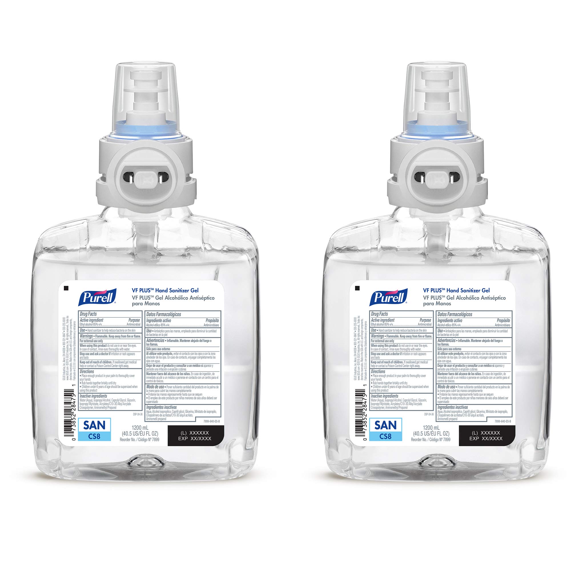 PURELL VF PLUS Fragrance-Free Hand Sanitizer Gel Refill - 1200mL (Pack of 2) for CS8 Automatic Dispenser | Bulk Sanitizer for Offices, Schools & Hospitals | Kills 99.9% Germs