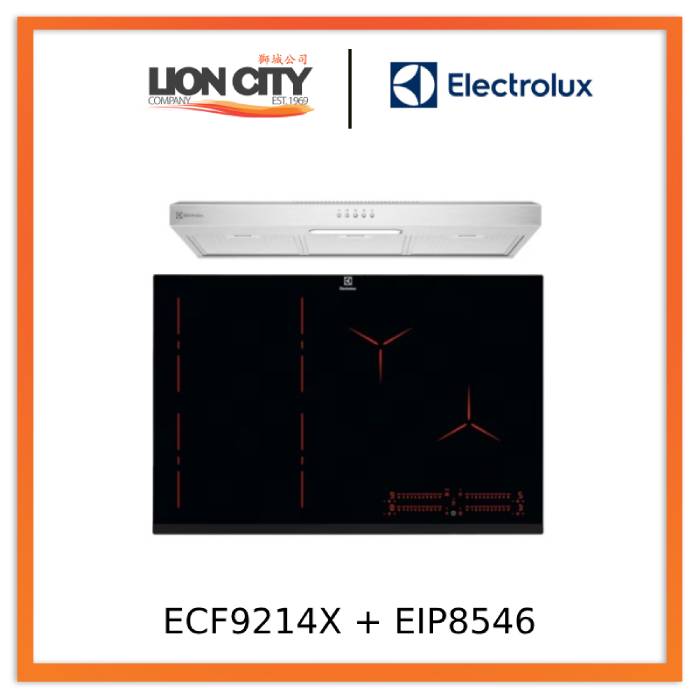 Electrolux ECF9214X 90cm UltimateTaste 300 Fixed Cooker Hood & EIP8546 80cm Built-In Flexi Bridge Induction Hob - Premium Kitchen Appliances for Modern Cooking & Ventilation