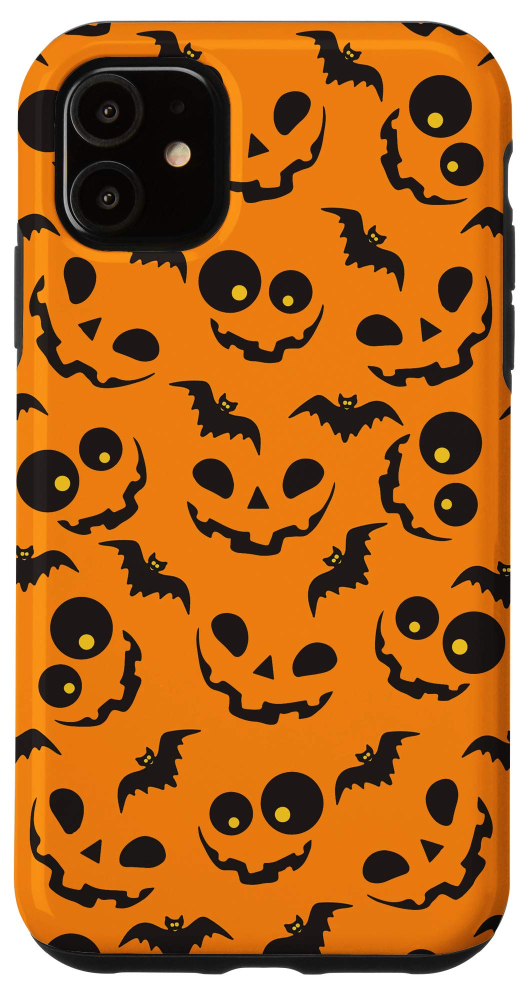 Halloween iPhone 11 Case - Cute Bat & Skull Design with Funny Pumpkin Jack-o'-Lantern - Perfect for Trick or Treating & Spooky Parties