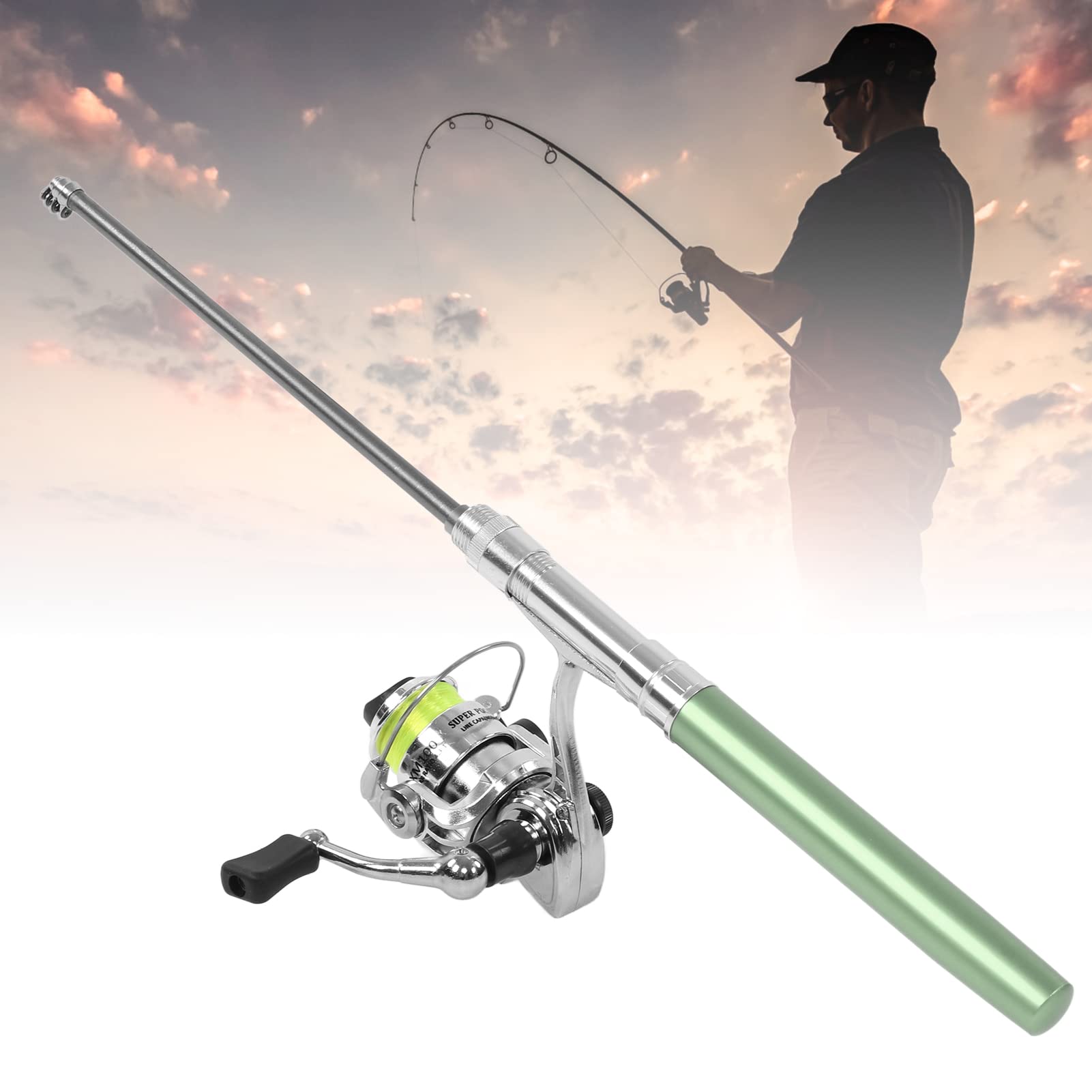 Sunicon Portable Pen-Shaped Fishing Rod - Mini Pocket Collapsible Spinning Fishing Pole Kit with Organizer | Telescopic Travel Fishing Gear for Camping, Hiking & Outdoor Adventures
