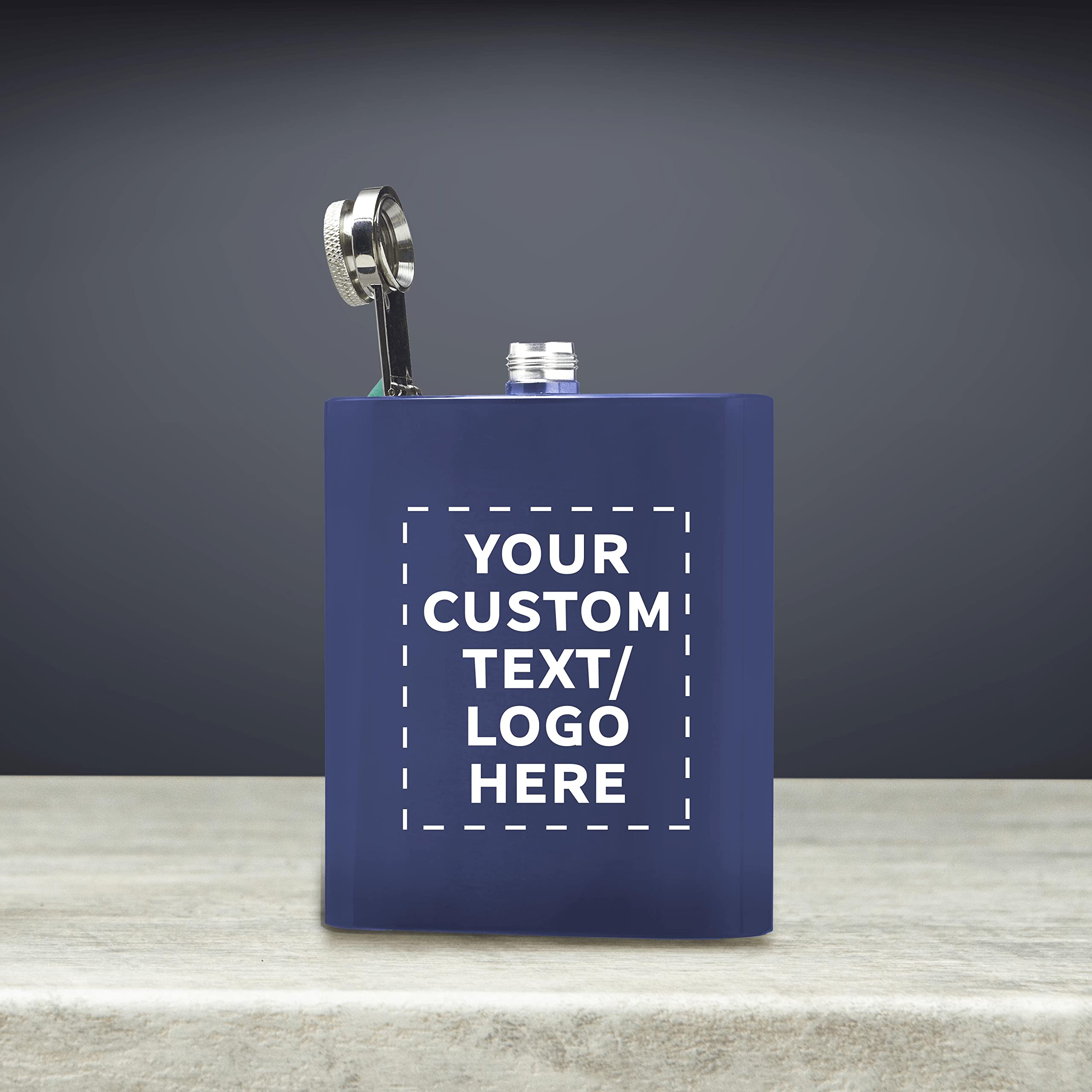 50-Pack Personalized Stainless Steel Hip Flasks 6oz - Engraved Wedding Party Gifts, Groomsmen Gifts & Outdoor Accessories - Screw Top Cap, Durable Murano Design in Blue | Perfect for Camping, Hiking, Bachelor Parties & Corporate Events