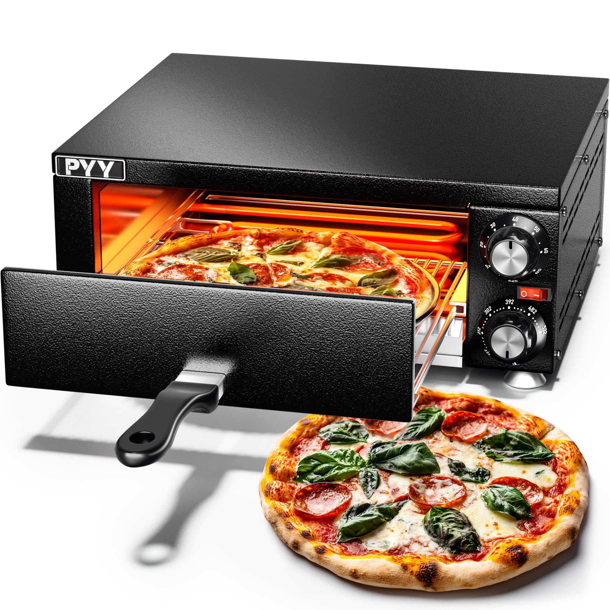PYY Electric Pizza Oven - Countertop Commercial Pizza Maker Machine for Home & Restaurant Use with Timer, Stainless Steel Construction | Perfect for Indoor Pizza Parties, Family Dinners & Small Business Catering