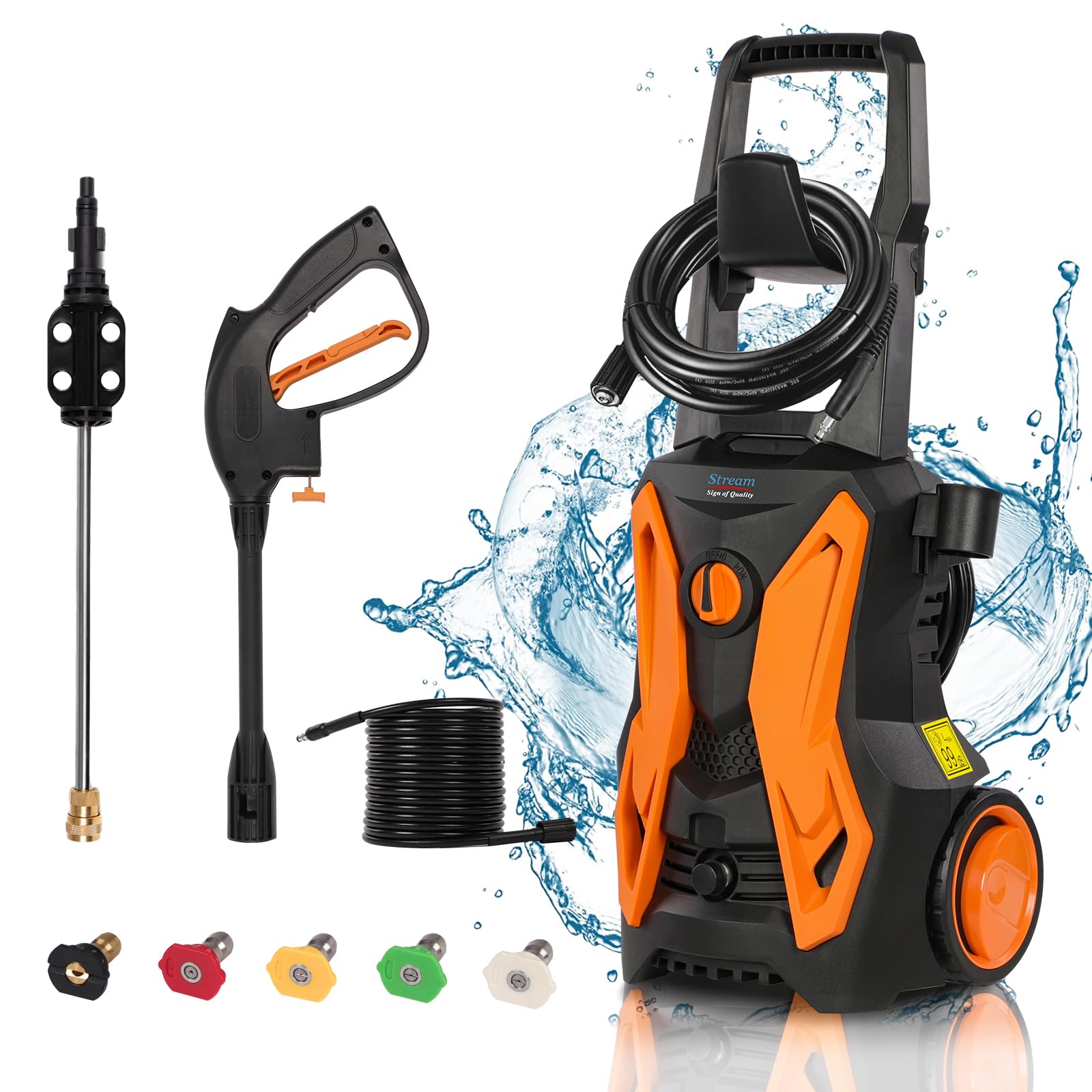 Fazil 4000 PSI 2.8 GPM Electric Pressure Washer - High Power Pressure Cleaner with 20 FT Hose, 5 Nozzles & Foam Cannon - Perfect for Home, Car, Driveway, Patio, Deck, and Outdoor Cleaning