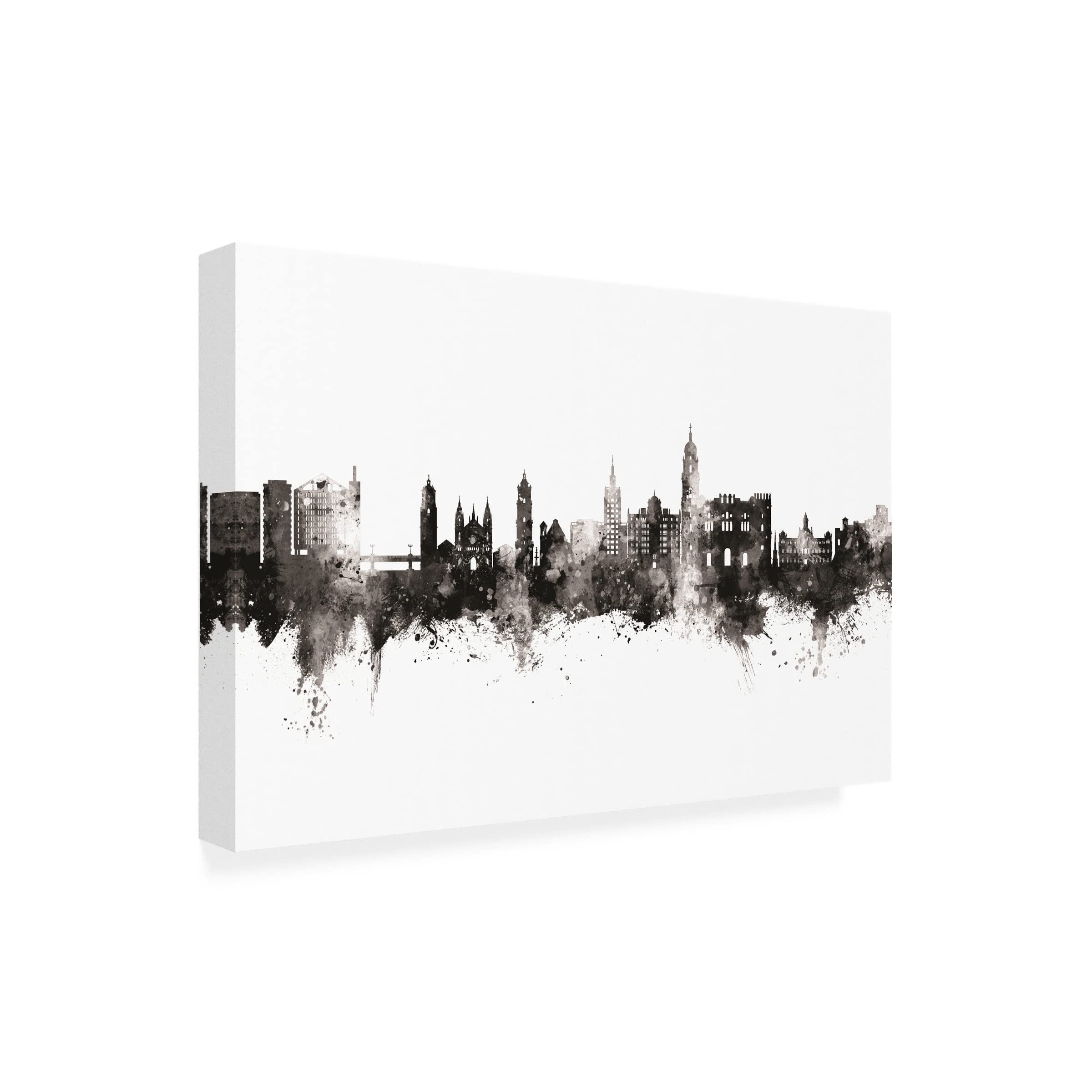 Michael Tompsett 'Malaga Spain Skyline BW' Canvas Wall Art Print - Modern Black & White Cityscape Decor for Living Room, Office & Bedroom
