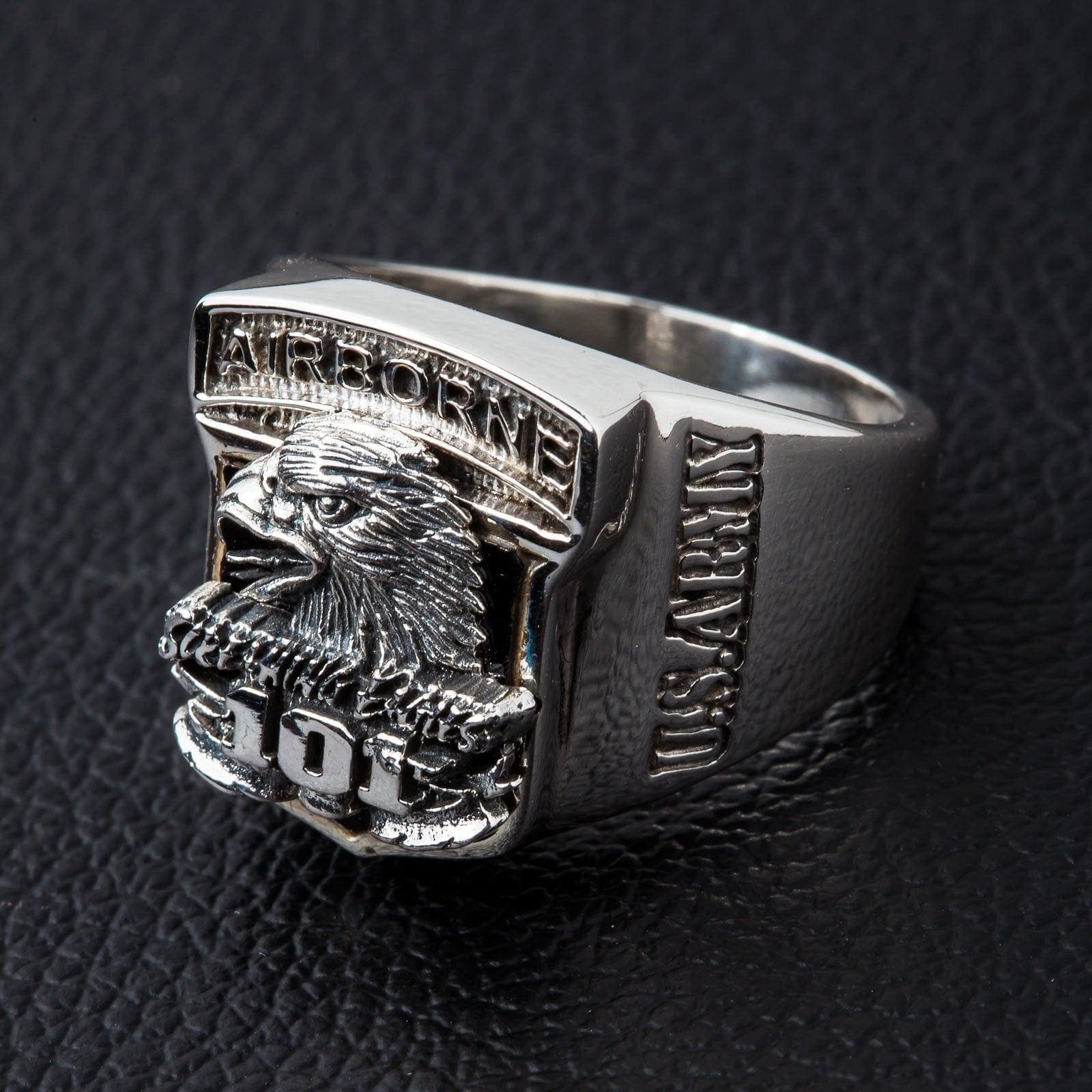 Screaming Eagle 101st Airborne Division Sterling Silver Military Ring for Men - Perfect for Veterans, Army Enthusiasts & Collectors