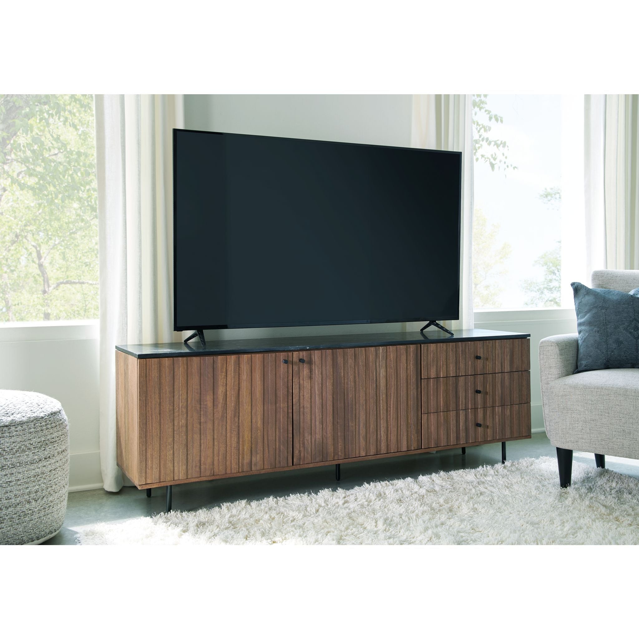 Barnford Accent Cabinet - Modern Brown & Black Storage Side Table for Living Room, Bedroom, or Entryway - Stylish Home Decor Furniture