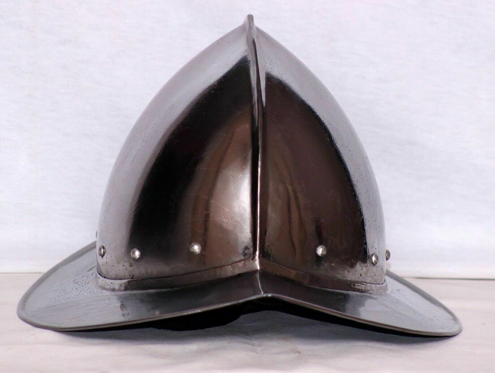 Authentic Spanish Comb Morion Medieval Helmet - 16th Century Conquistador Style Battle Helmet for Renaissance Fairs, LARP & Historical Reenactments