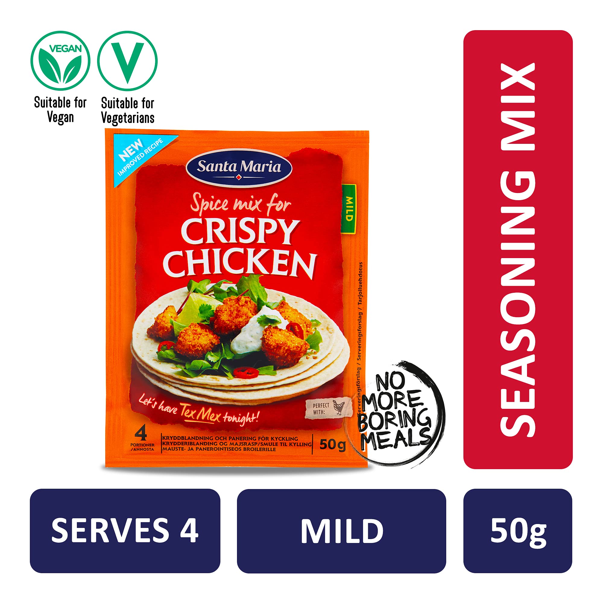 Santa Maria Crispy Chicken Seasoning Spice Mix - All-Purpose Poultry Seasoning for Chicken, Turkey & Fish - Perfect for Tacos, Snacks & Grilling - 1.76 Oz (50g) - Great for BBQ, Frying & Everyday Cooking