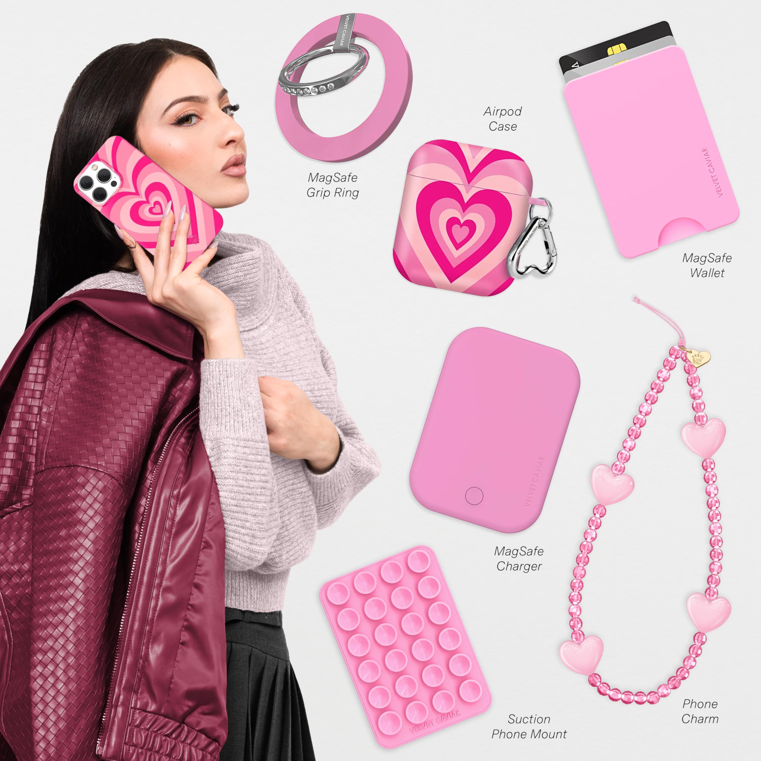VELVET CAVIAR MagSafe Compatible iPhone 12/12 Pro Case - 10ft Military-Grade Drop Protection, Cute Pink Hearts Design - Perfect for Women's Everyday Use & Gift Giving