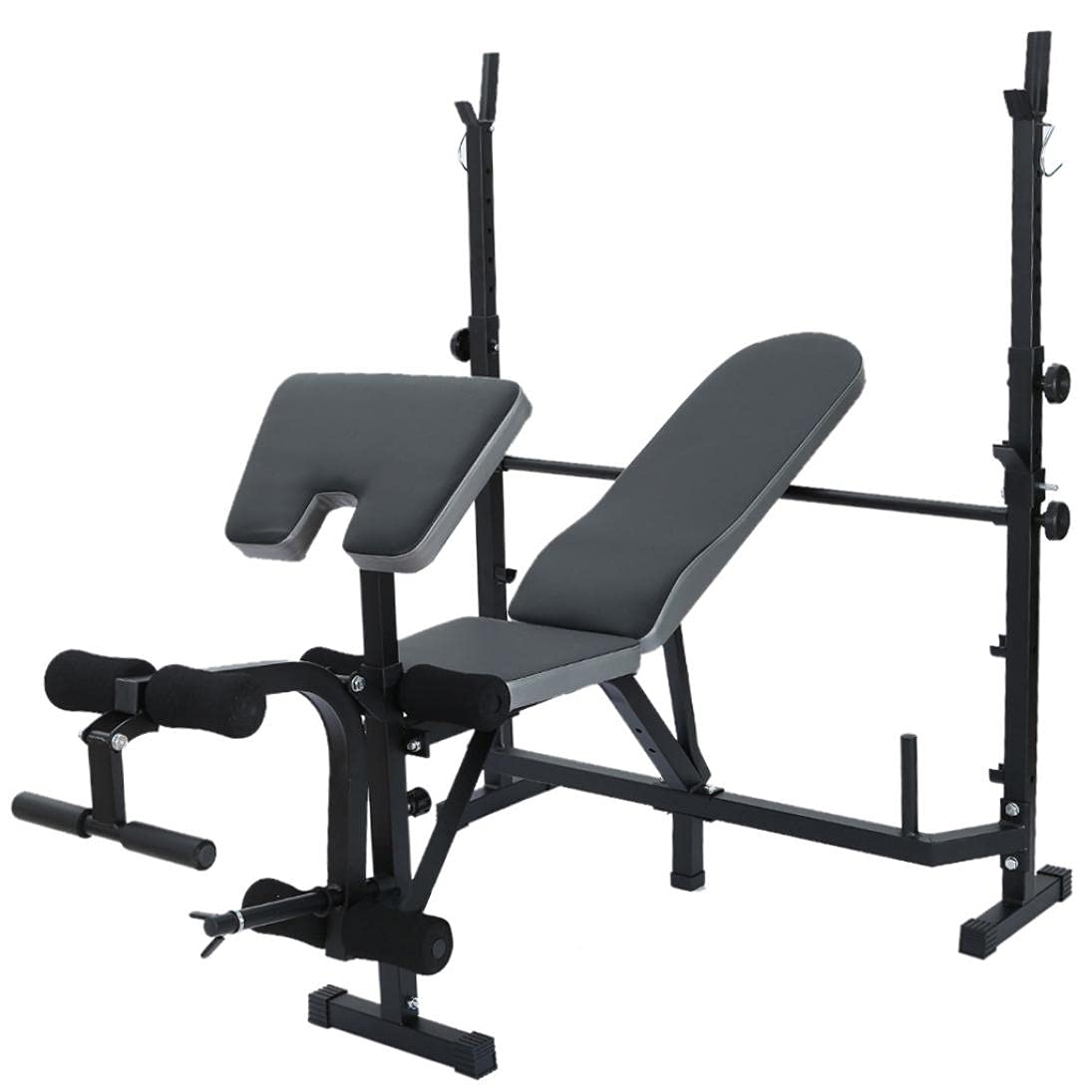 Adjustable Weight Bench with Dumbbell Rack, Preacher Curl Pad & Leg Developer - Multifunctional Home Gym Equipment for Strength Training, Weightlifting & Core Workouts - Perfect for Home Workouts, Garage Gyms & Fitness Enthusiasts