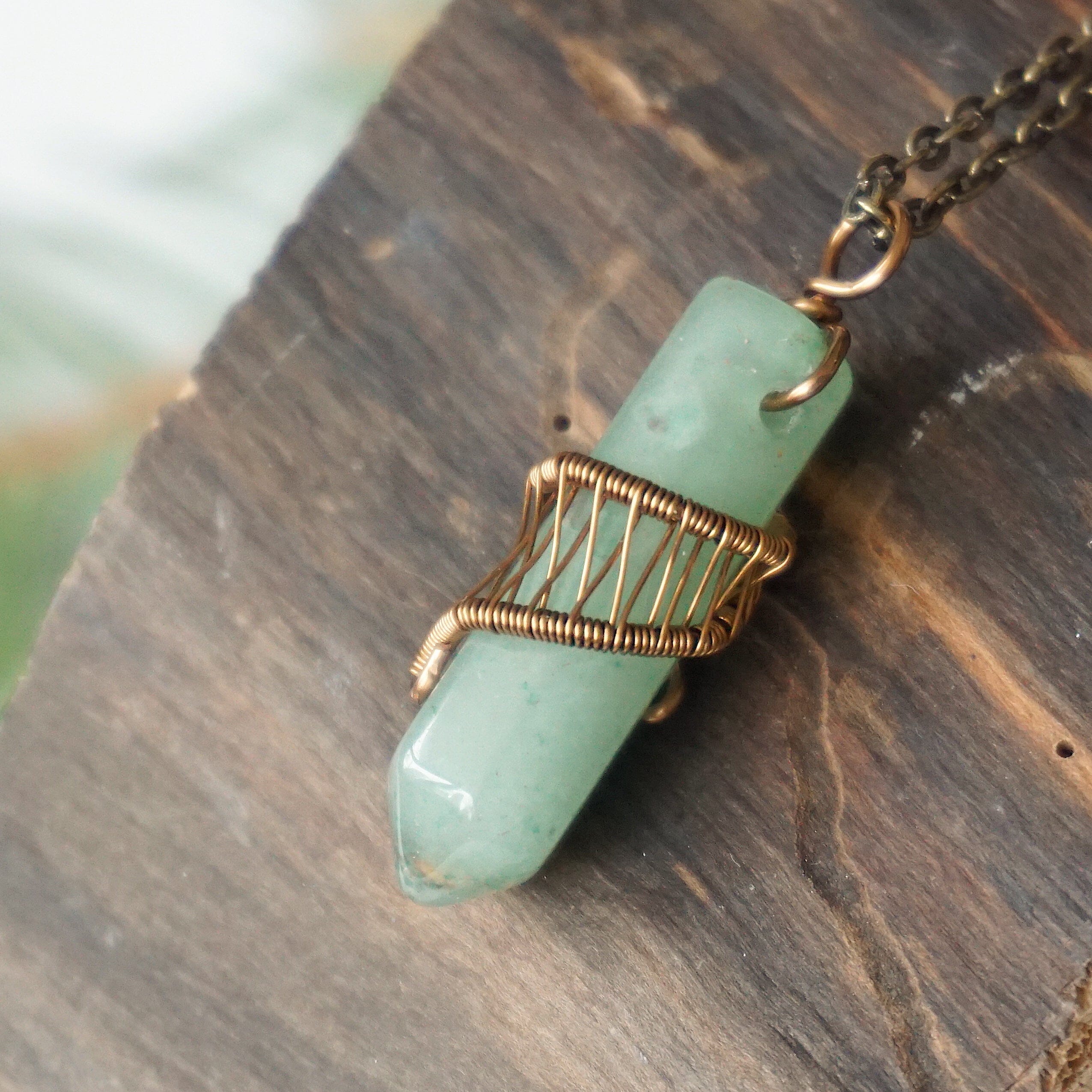 Natural Green Aventurine Antique Bronze Crystal Pendant Necklace - Hexagonal Charm Necklace for Women | Spiritual Healing Jewelry, Boho Chic Accessory, Gift for Her | Perfect for Meditation, Yoga & Energy Balancing