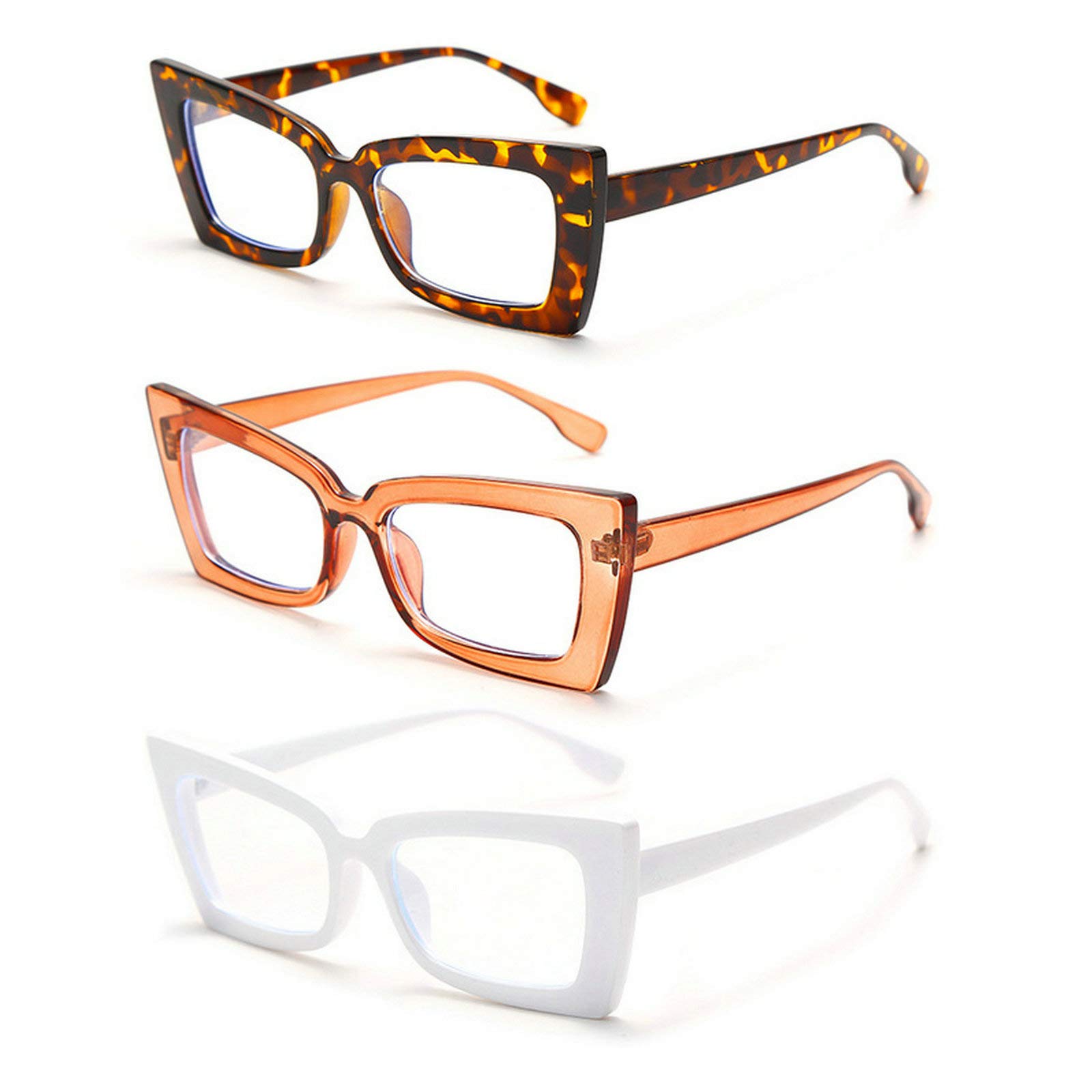 Blue Light Blocking Reading Glasses +1.25 - 3 Pack for Computer Use