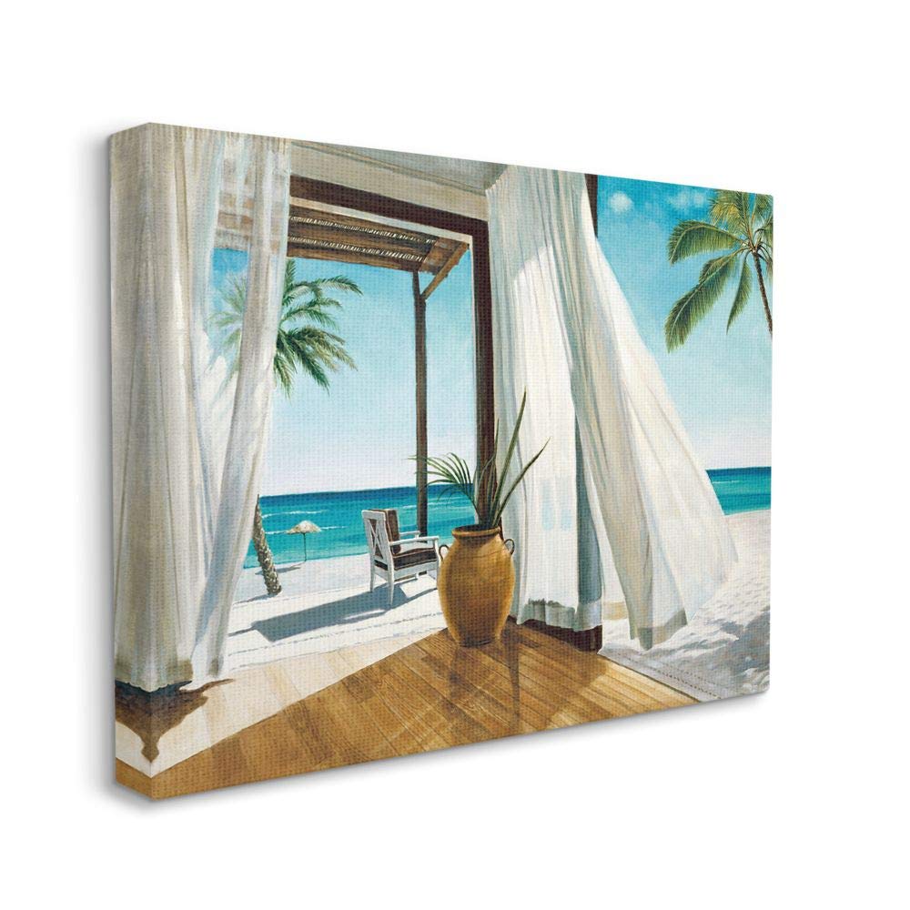 Stupell Industries Beach Resort Ocean Landscape Wall Art Painting by Jacob Reed - 36x48 Canvas for Coastal & Nautical Home Decor, Living Room, Bedroom, Office
