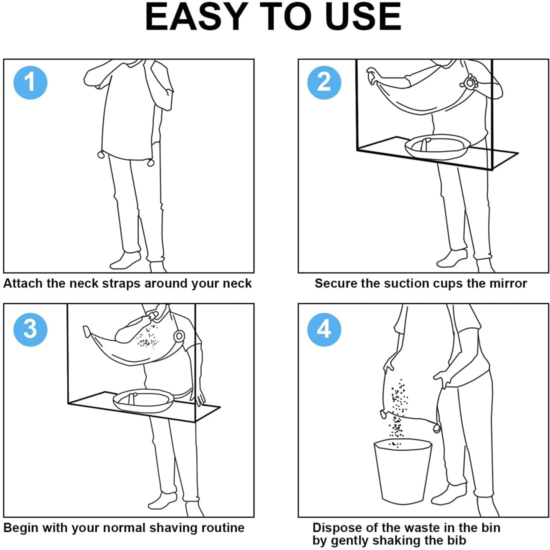 SAIJINZHI Men's Beard Shaving Apron - Waterproof Barber Cape for Beard Trimming & Grooming - Hair Catcher Bib with Pocket for Shaving Accessories - Bathroom Organizer for Men (White) | Perfect for Home Barbering, Salon Use & Travel Grooming Kit