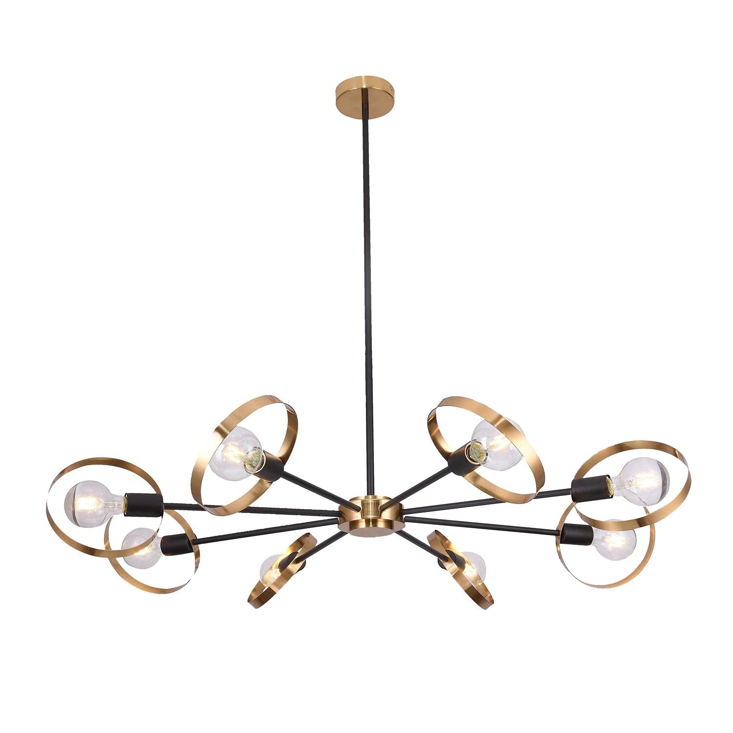 BETHEL Black & Brushed Brass Adjustable Arm Ceiling Light Fixture - Perfect for Dining Room, Bedroom and Living Room Lighting