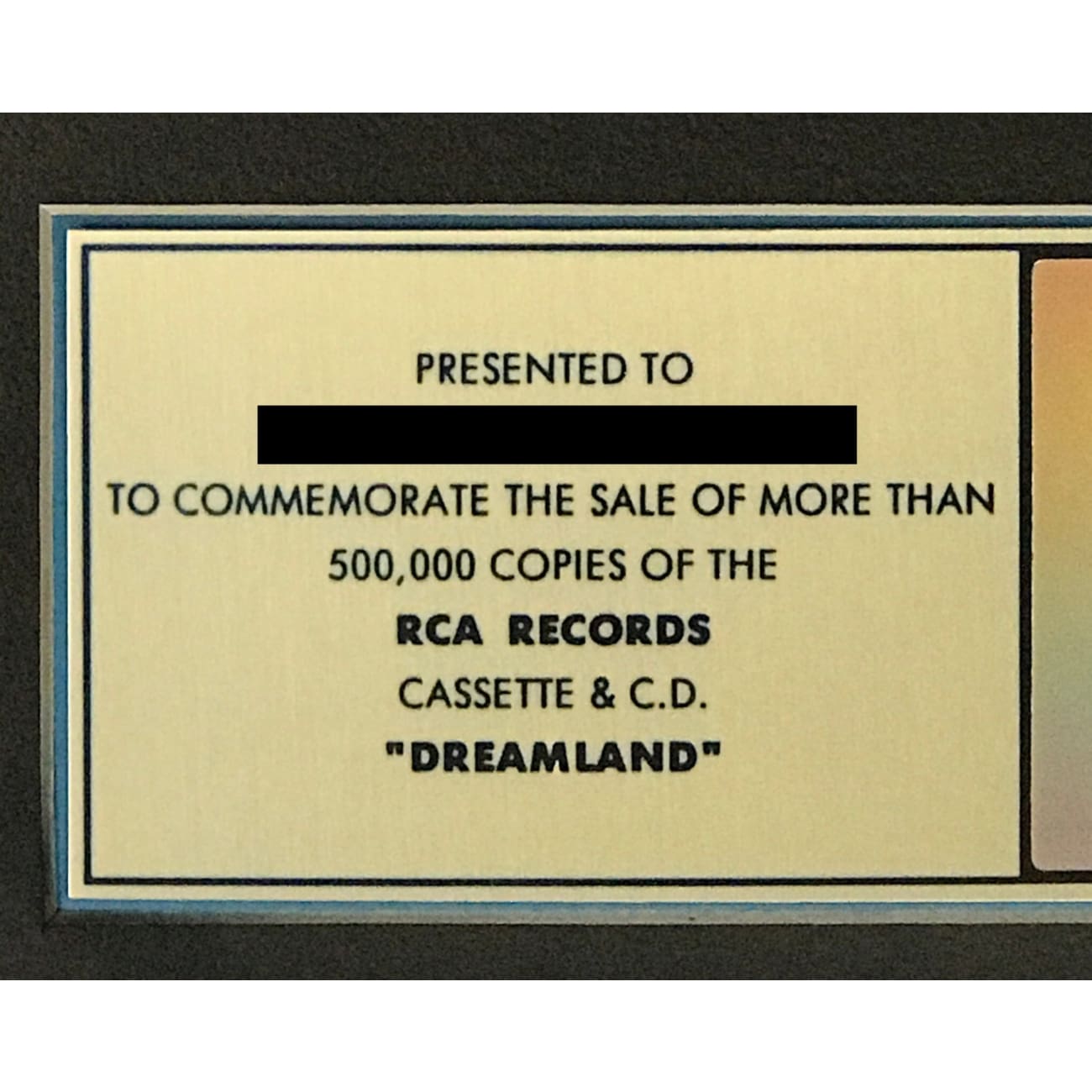 Black Box Dreamland RIAA Gold Album Award - Certified Music Achievement Plaque for Display & Collectors | Perfect for Music Studios, Offices & Fan Collections