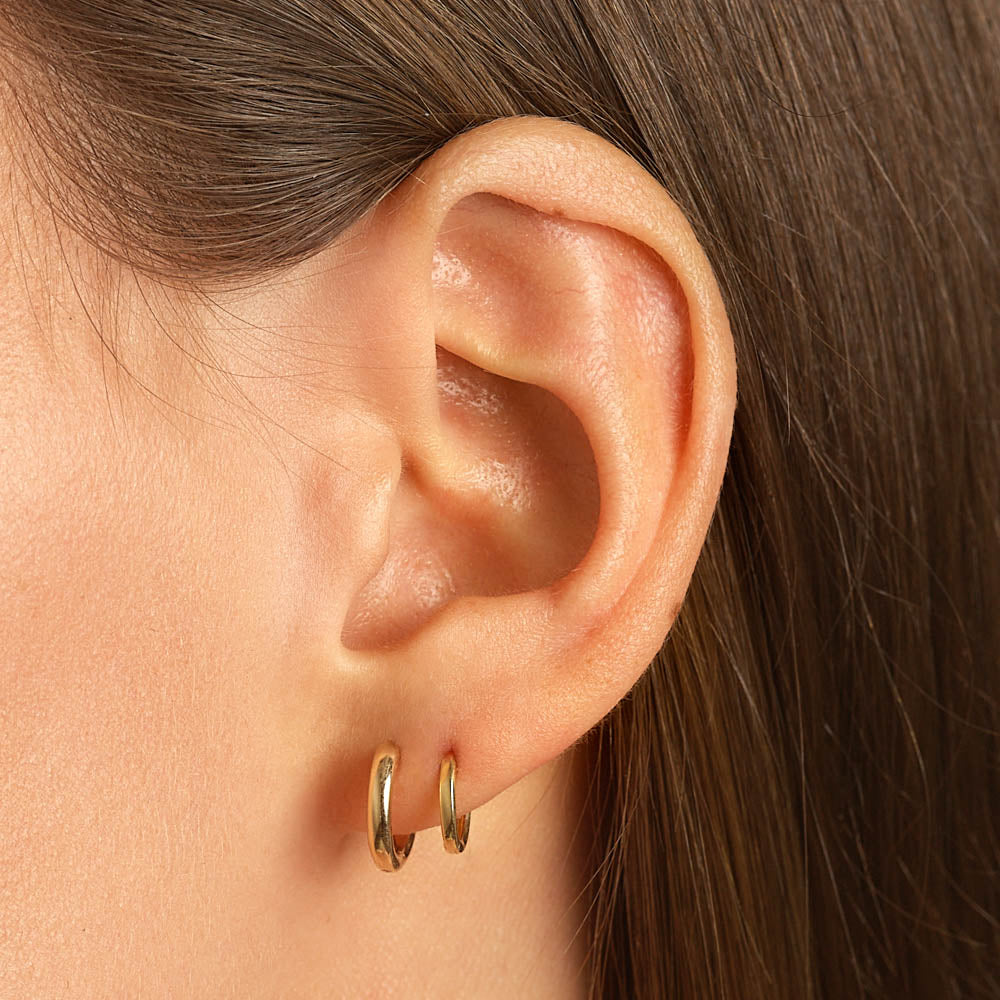 10k Gold Plain Mini Huggie Earrings - Dainty & Elegant Hoop Earrings for Everyday Wear | Perfect for Work, Date Night & Casual Outfits
