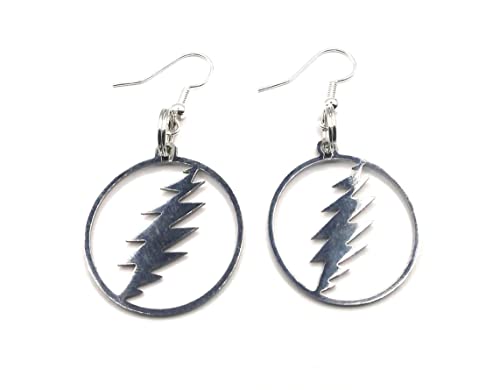 Handmade in USA Lightning Bolt & Skull Charm Hemp Earrings for Women & Teen Girls - Boho Beach Jewelry for Summer Festivals & Casual Wear
