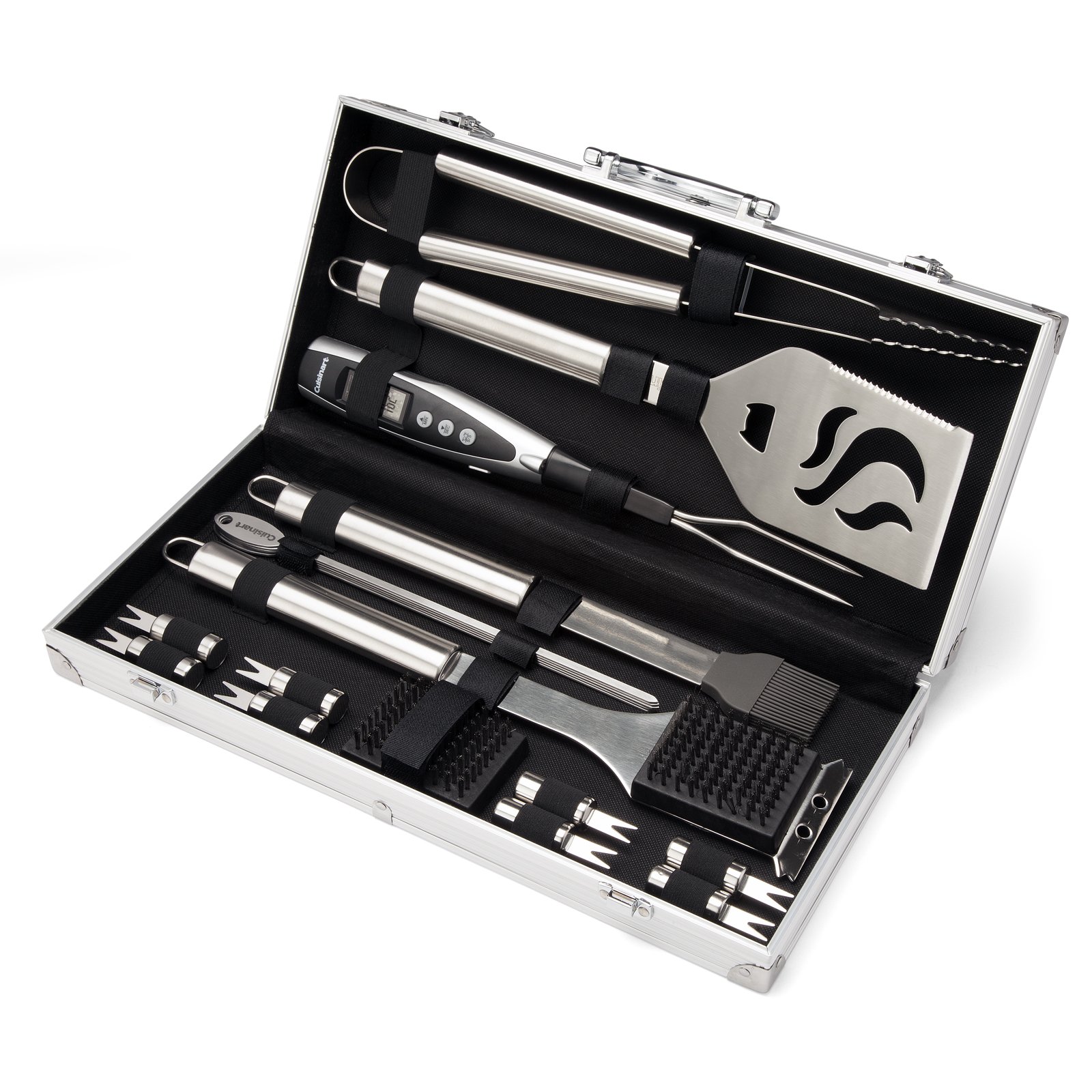 Premium Cuisinart Deluxe 20-Piece Stainless Steel Grill Set with Non-Stick Grill Wok - Perfect for BBQ, Outdoor Cooking & Backyard Parties - Model CGS-5020 & CNW-328