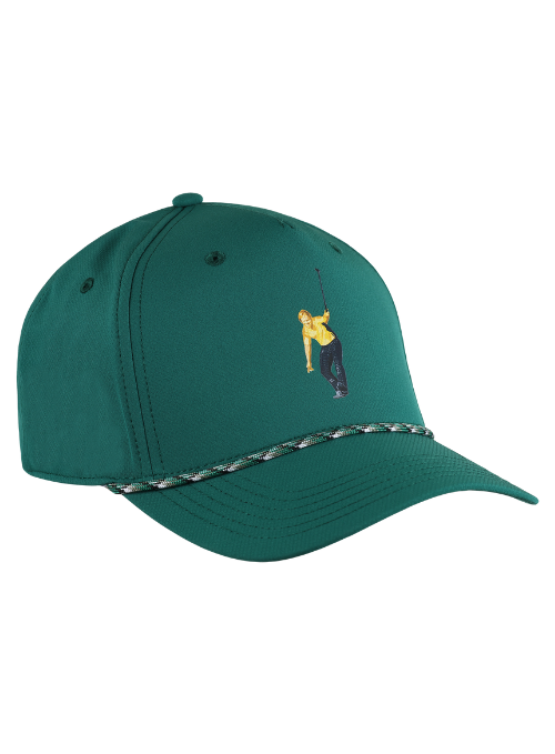 Jack Nicklaus Green Crouching Jack Aerosphere Tech Fabric Rope Hat - Lightweight Performance Golf Hat for Men, Breathable Sun Protection, Perfect for Golfing, Hiking & Outdoor Activities