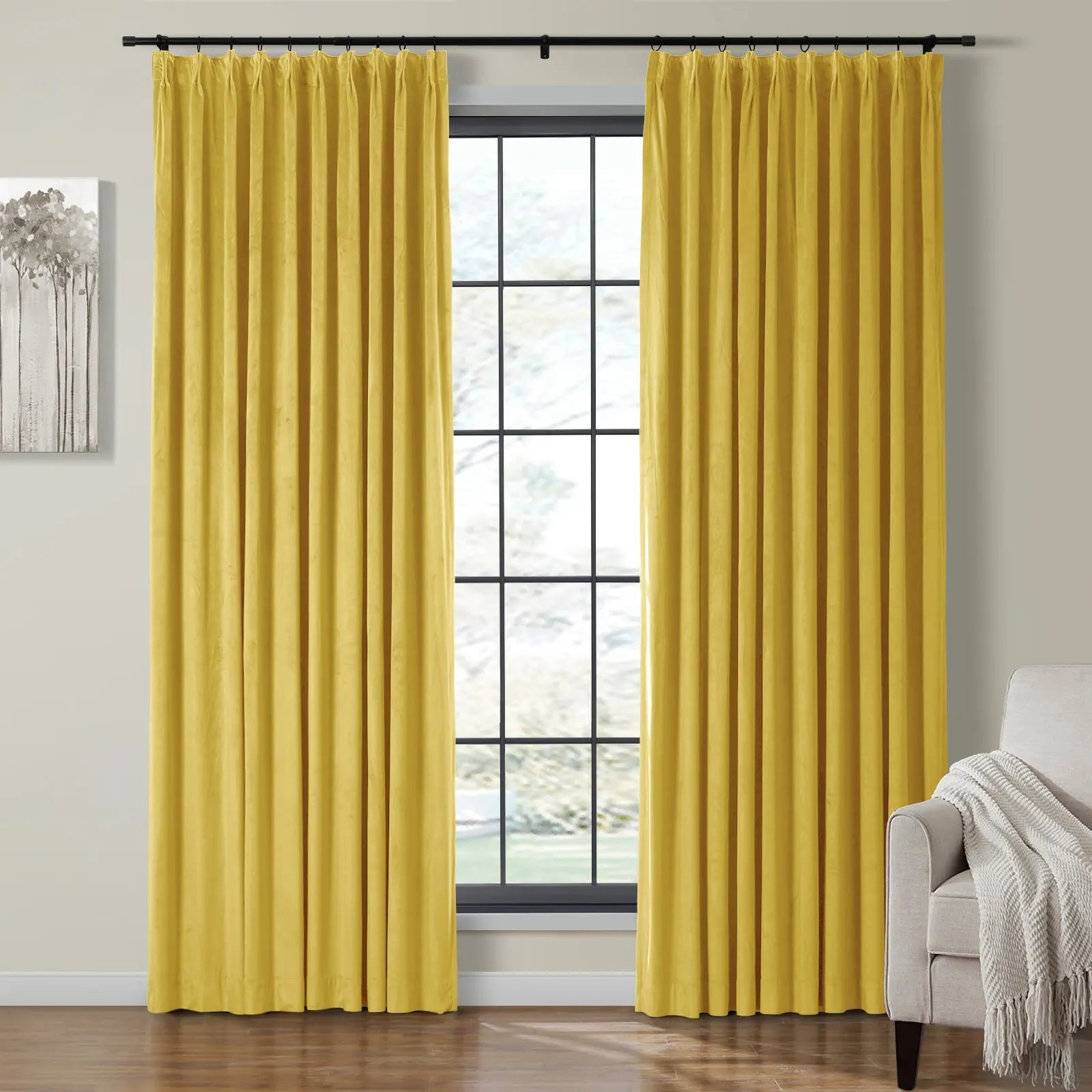 Birkin Velvet Curtain Pleated - Luxurious Blackout Drapes for Living Room & Bedroom - Elegant Window Treatment for Home Decor