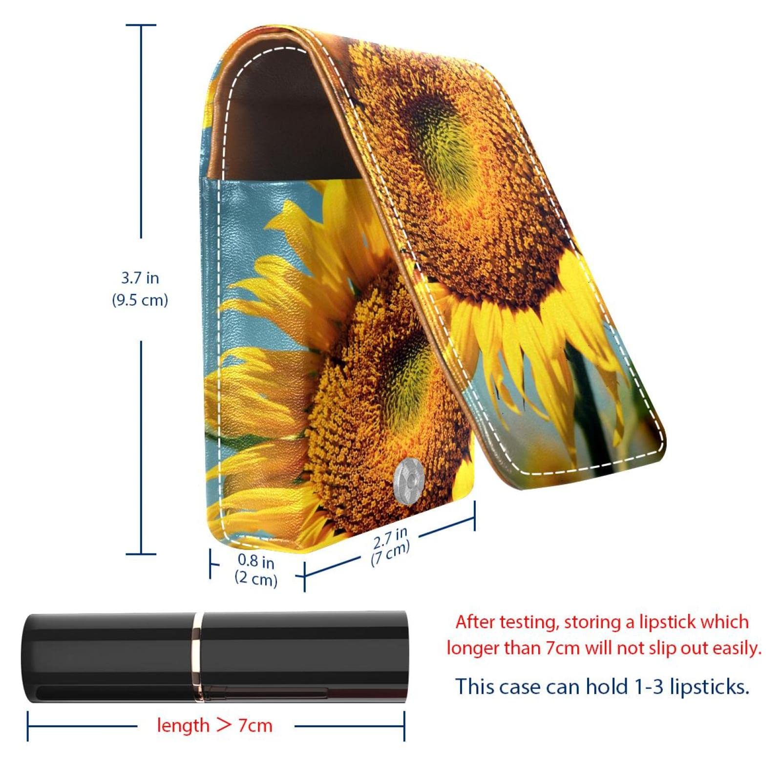 Personalized Lipstick Case - Portable Makeup Bag & Cosmetic Pouch Organizer for Women | Lipstick Holder & Travel Makeup Storage | Sunflower Yellow Design - Perfect for Travel, Daily Use & Gift Giving