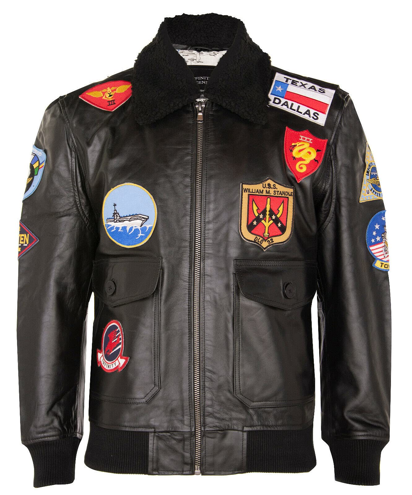 Men's Genuine Leather Bomber Jacket - A2 Flight Jacket with Sheepskin Collar & Military Patches | Vintage Style Outerwear for Pilots, Motorcycle Riders & Casual Wear