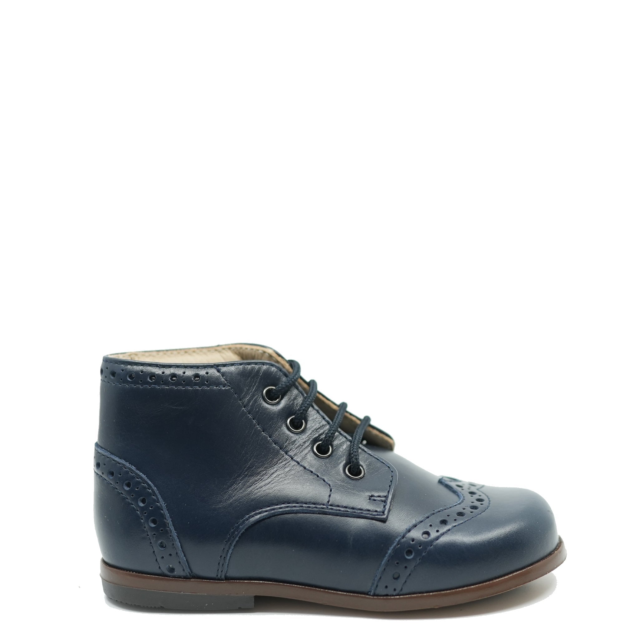 Beberlis Navy Blue Wingtip Baby Booties - Classic Oxford Style Leather Shoes for Boys & Girls - Perfect for First Steps, Special Occasions & Photo Shoots