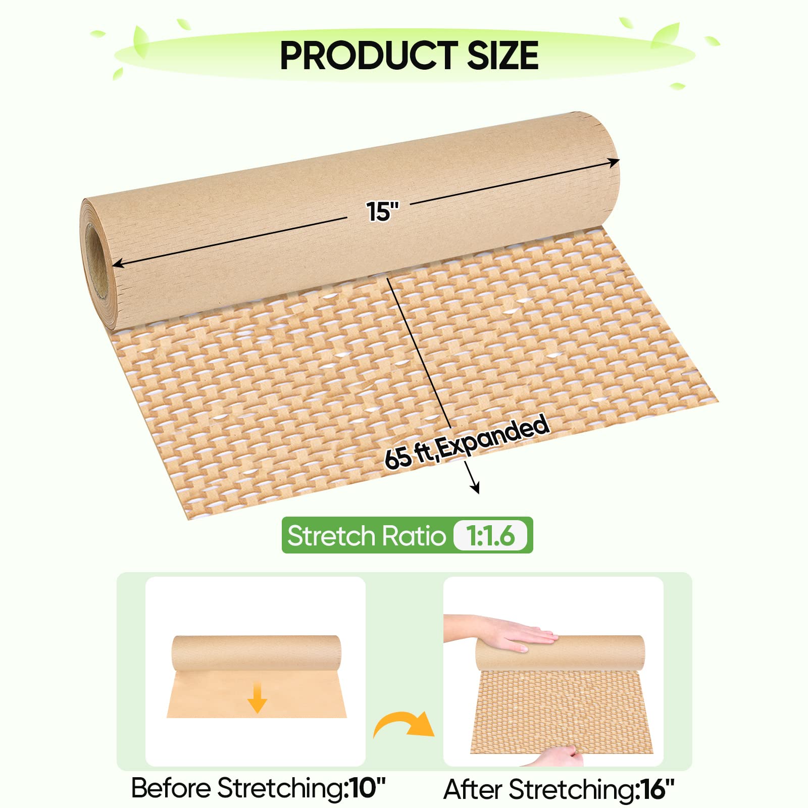 TICONN Honeycomb Packing Paper - 65ft Eco-Friendly Bubble Wrap for Moving, Shipping & Storage | Recyclable Cushioning Material for Fragile Items, Dishes & Electronics | Perfect for Home, Office & Warehouse Use