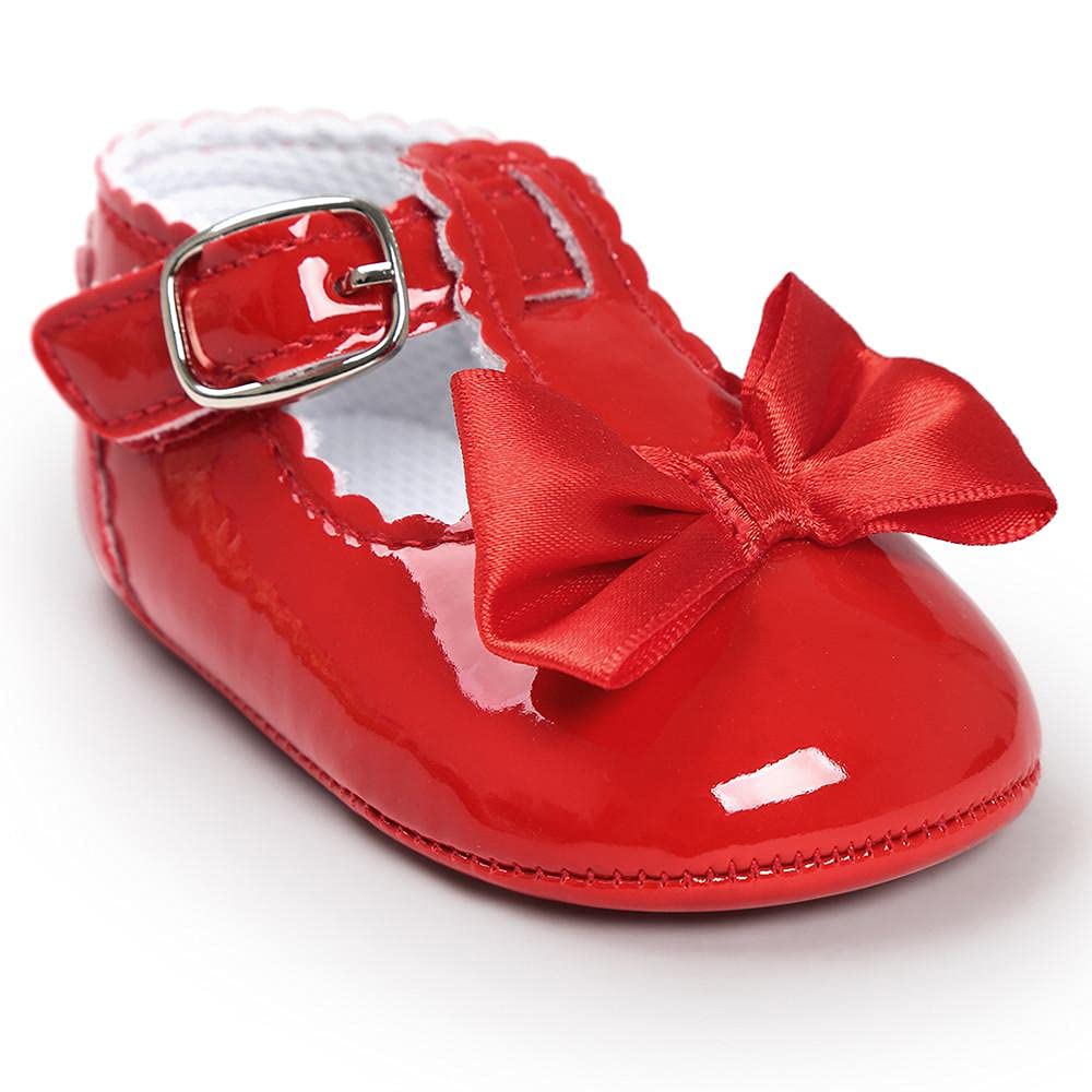 Baby Girls Soft Sole Bowknot Mary Jane Shoes 0-18M - Perfect for Weddings & Special Occasions